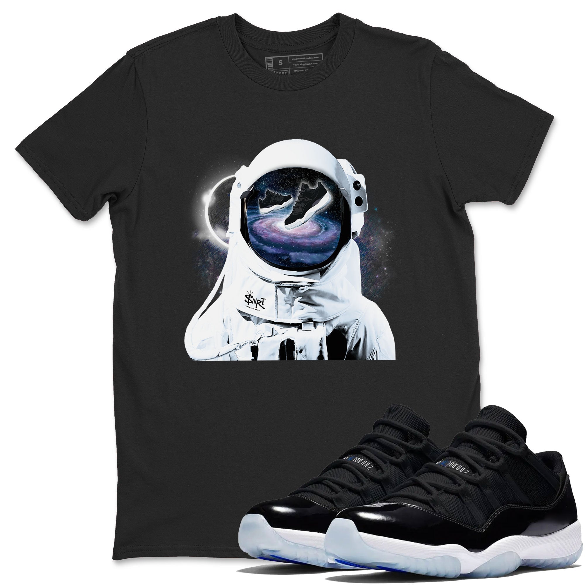 Air Jordan 11 Retro Space shirt to match jordans Space Discovery sneaker tees Air Jordan 11 Space Drip Gear Zone Sneaker Matching Cotton Shirt unisex cotton Black 1 crew neck shirt