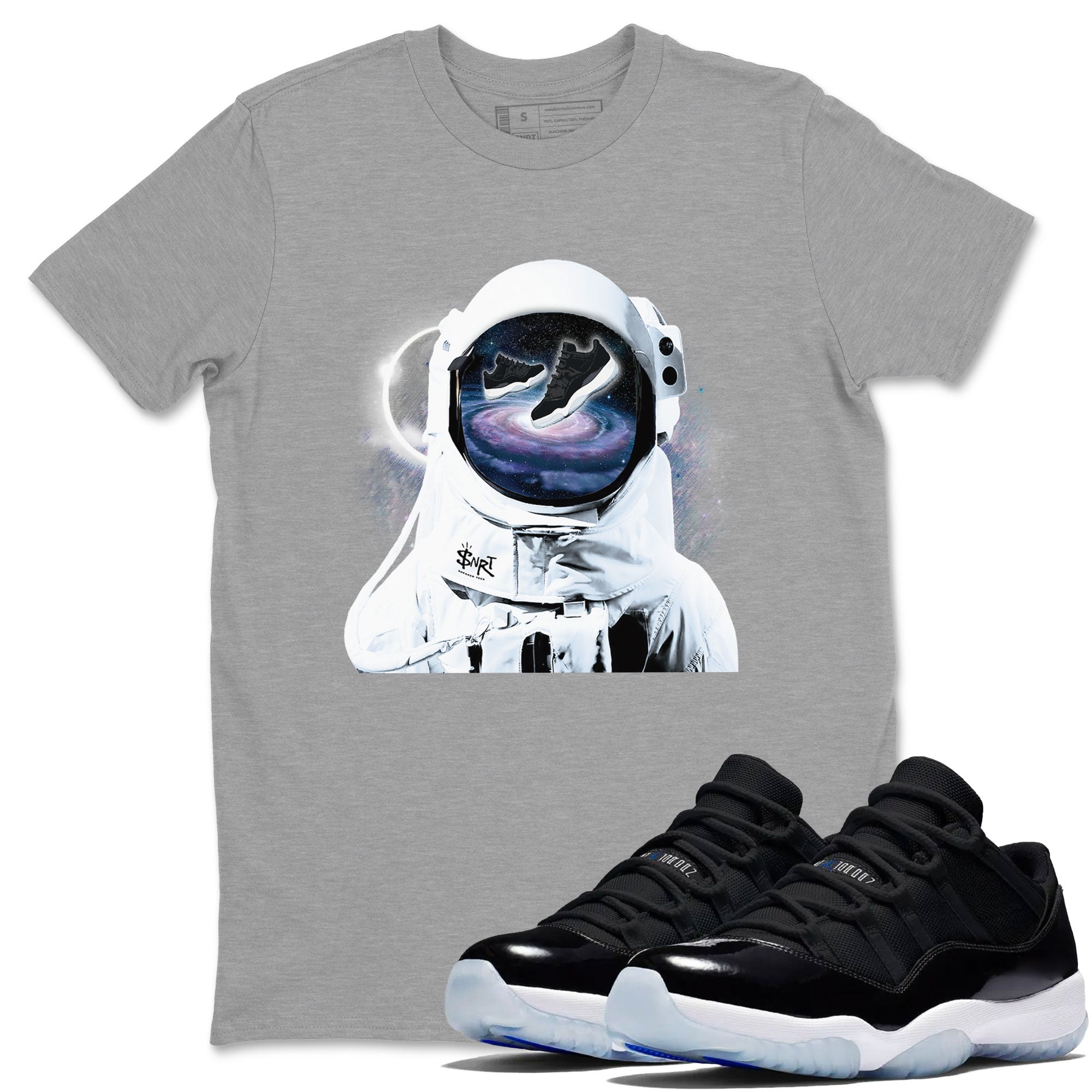Air Jordan 11 Retro Space shirt to match jordans Space Discovery sneaker tees Air Jordan 11 Space Drip Gear Zone Sneaker Matching Cotton Shirt unisex cotton Heather Grey 1 crew neck shirt
