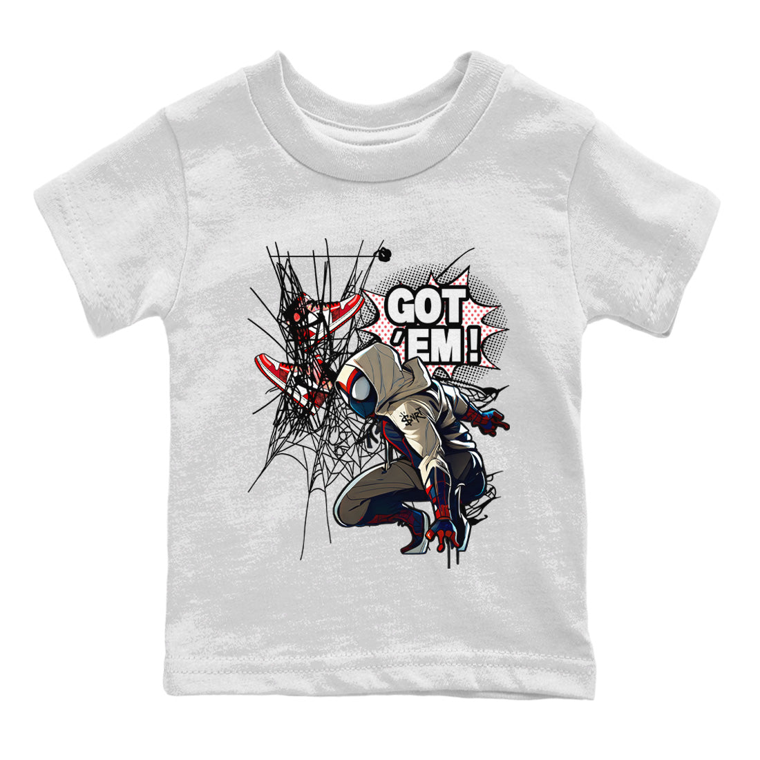 Air Jordan 1 Spider Man Sneaker Match Tees Spider Got Em Sneaker Release Tees Spider-Man: Across the Spider-Verse x Air Jordan 1 Sneaker Release Tees Kids Shirts White 2