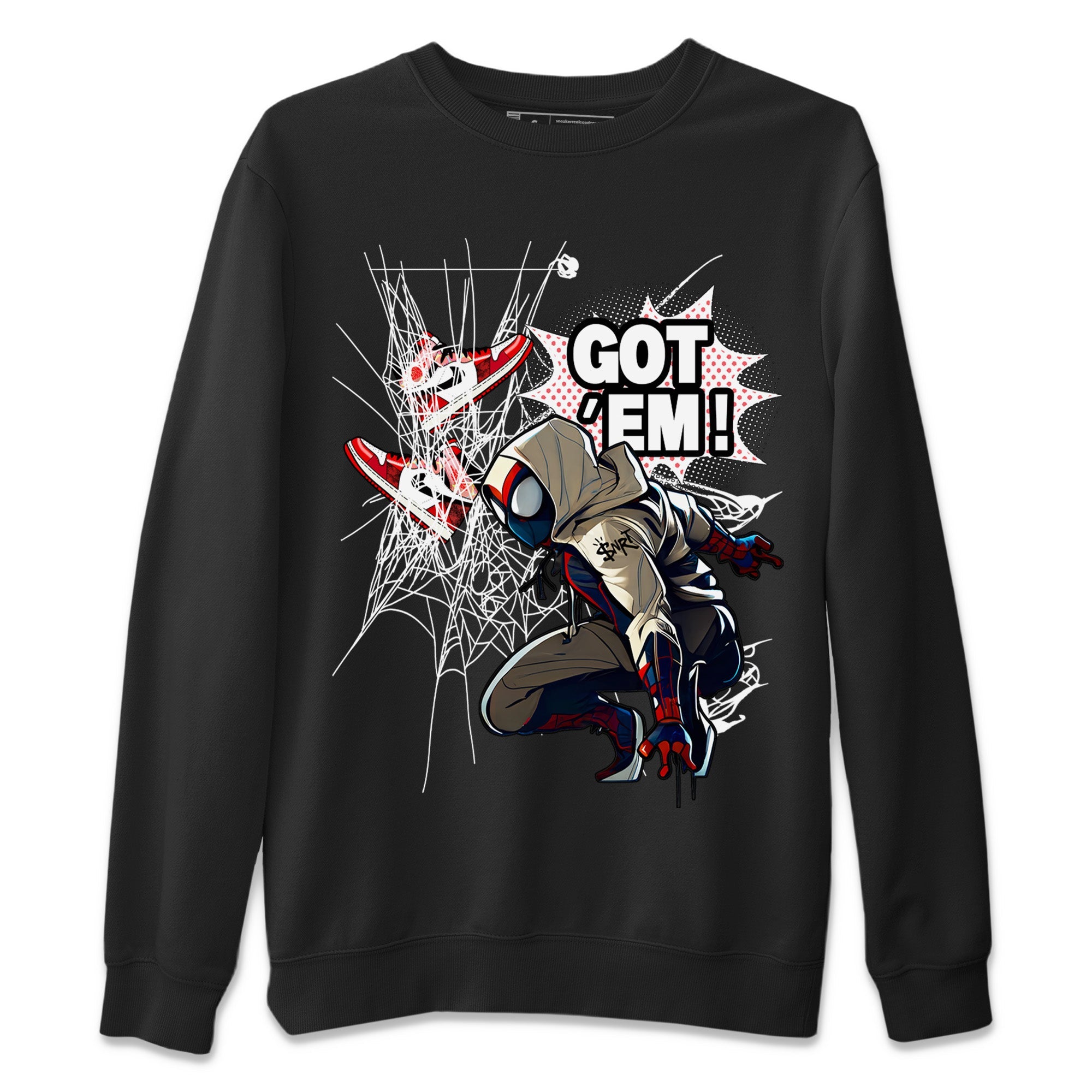 Air Jordan 1 Spider Man Sneaker Match Tees Spider Got Em Sneaker Release Tees Spider-Man: Across the Spider-Verse x Air Jordan 1 Sneaker Release Tees Unisex Shirts Black 2