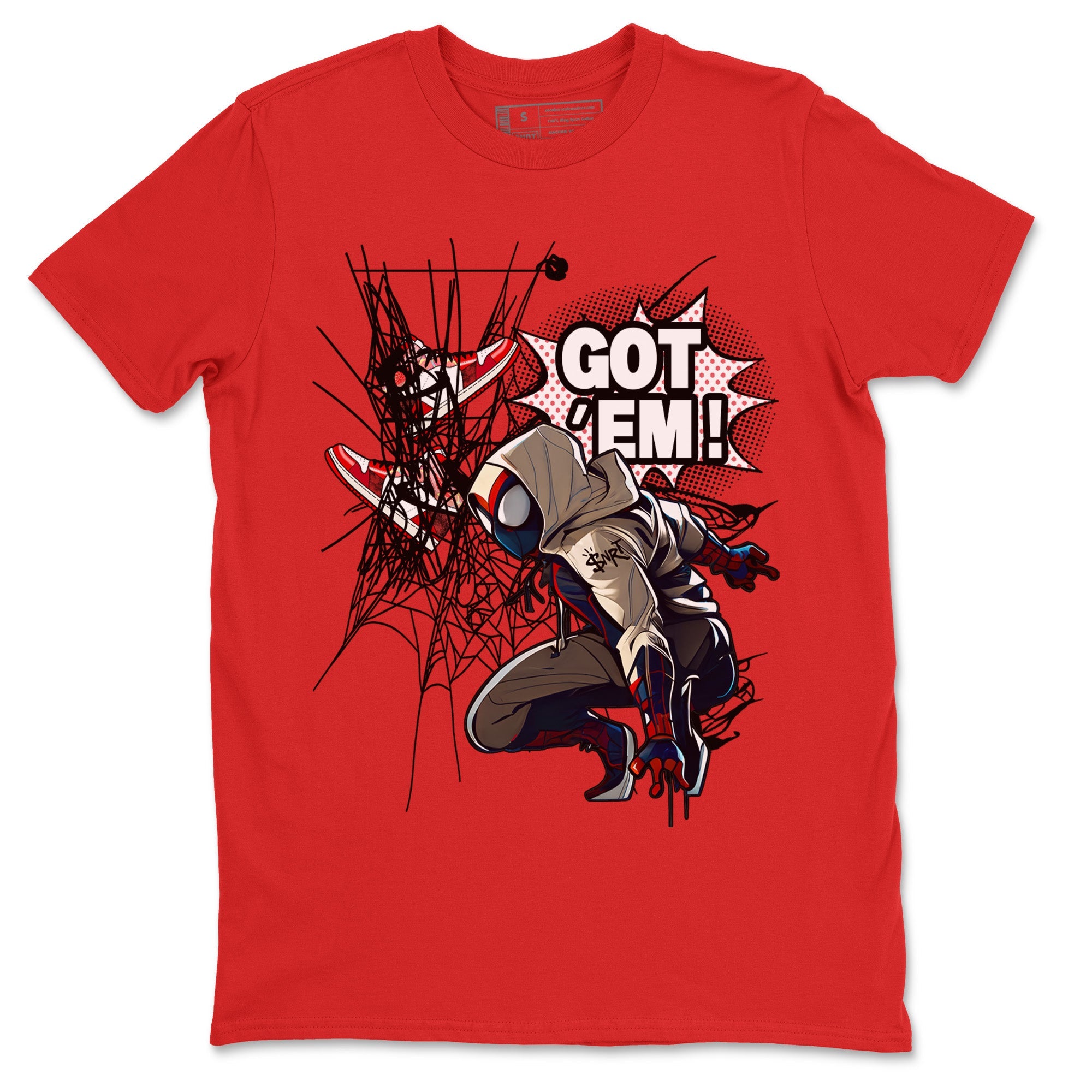 Air Jordan 1 Spider Man Sneaker Match Tees Spider Got Em Sneaker Release Tees Spider-Man: Across the Spider-Verse x Air Jordan 1 Sneaker Release Tees Unisex Shirts Red 2