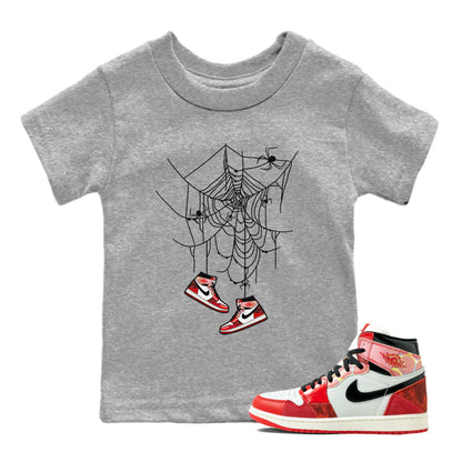 Air Jordan 1 Spider Man Spider Web Trap Baby and Kids Sneaker Release Tees Air Jordan 1 High OG x Spider Man Kids Sneaker Release Tees Size Chart