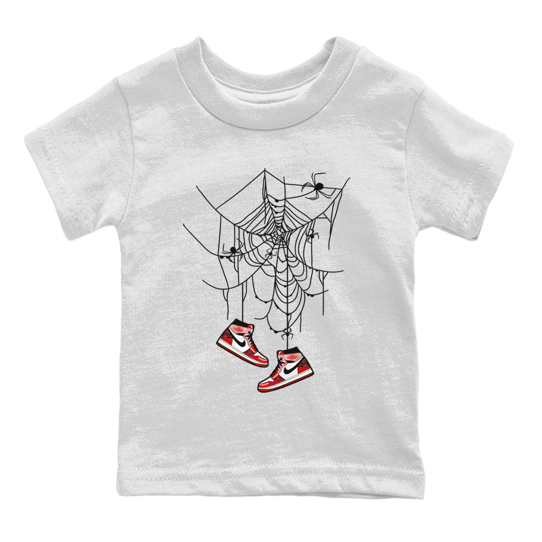Air Jordan 1 Spider Man Sneaker Match Tees Spider Web Trap Sneaker Release Tees Air Jordan 1 High OG x Spider Man Sneaker Release Tees Kids Shirts White 2