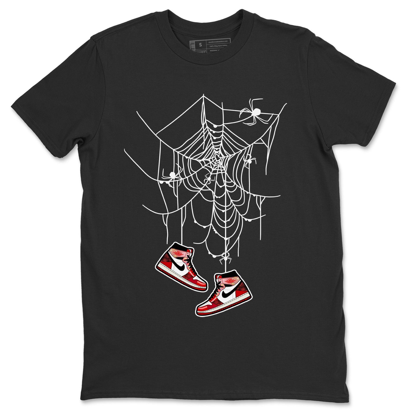 Air Jordan 1 Spider Man Sneaker Match Tees Spider Web Trap Sneaker Release Tees Air Jordan 1 High OG x Spider Man Sneaker Release Tees Unisex Shirts Black 2