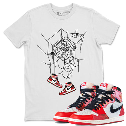 Air Jordan 1 Spider Man Sneaker Match Tees Spider Web Trap Sneaker Release Tees Air Jordan 1 High OG x Spider Man Sneaker Release Tees Unisex Shirts White 1
