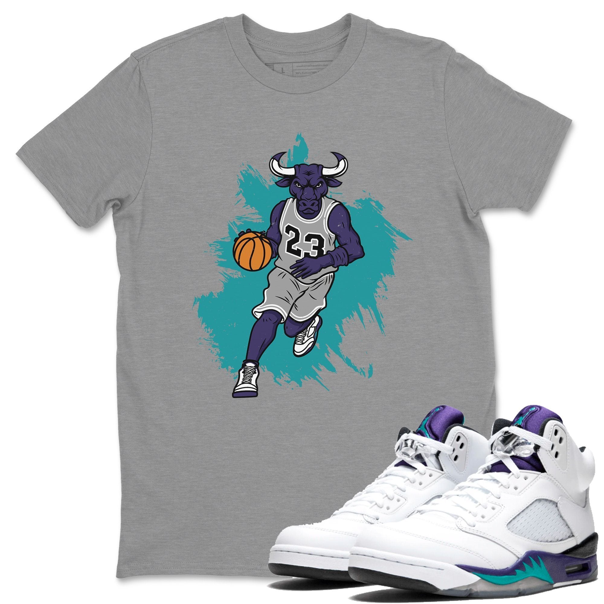 Jordan 5 Grape Shirt To Match Jordans Bull Figure Sneaker Tees Jordan 5 Grape Drip Gear Zone Sneaker Matching Clothing Unisex Shirts