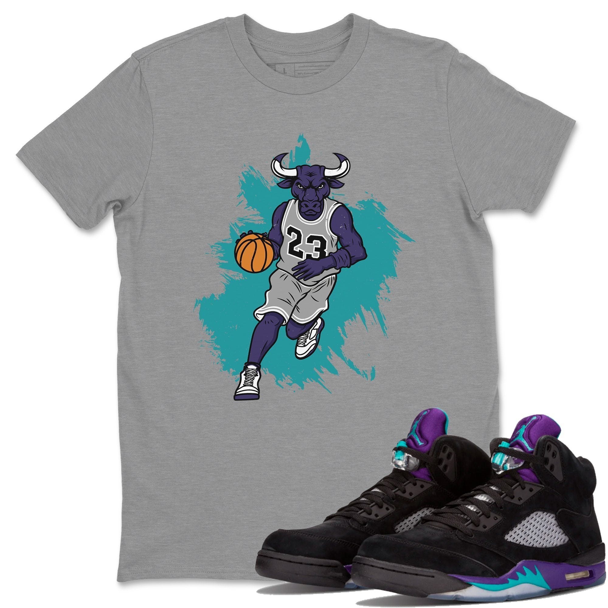 Jordan 5 Black Grape Shirt To Match Jordans Bull Figure Sneaker Tees Jordan 5 Black Grape Drip Gear Zone Sneaker Matching Clothing Unisex Shirts