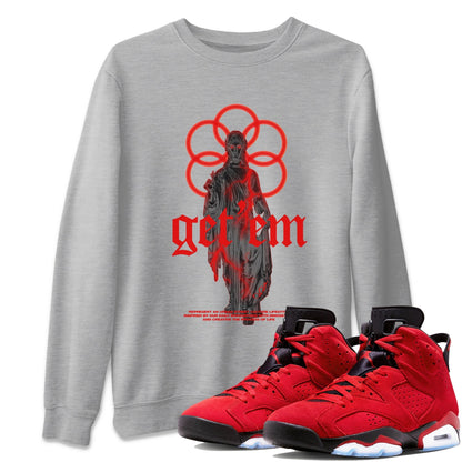 Air Jordan 6 Toro Bravo Sneaker Match Tees Statue Woman Sneaker Tees 3D Graphic Design Shirts AJ6 Toro Bravo Drip Gear Zone Unisex Shirts Heather Grey 1