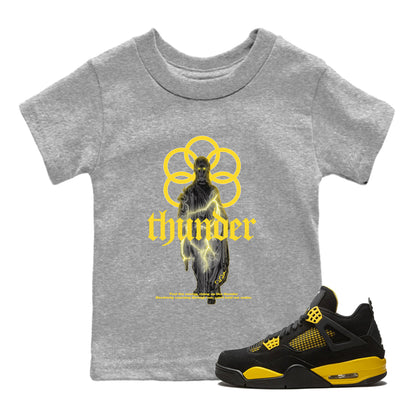 Air Jordan 4 Thunder Sneaker Match Tees Statue Woman Sneaker Tees Yellow AJ4 Thunder Drip Gear Zone Kids Shirts Heather Grey 1