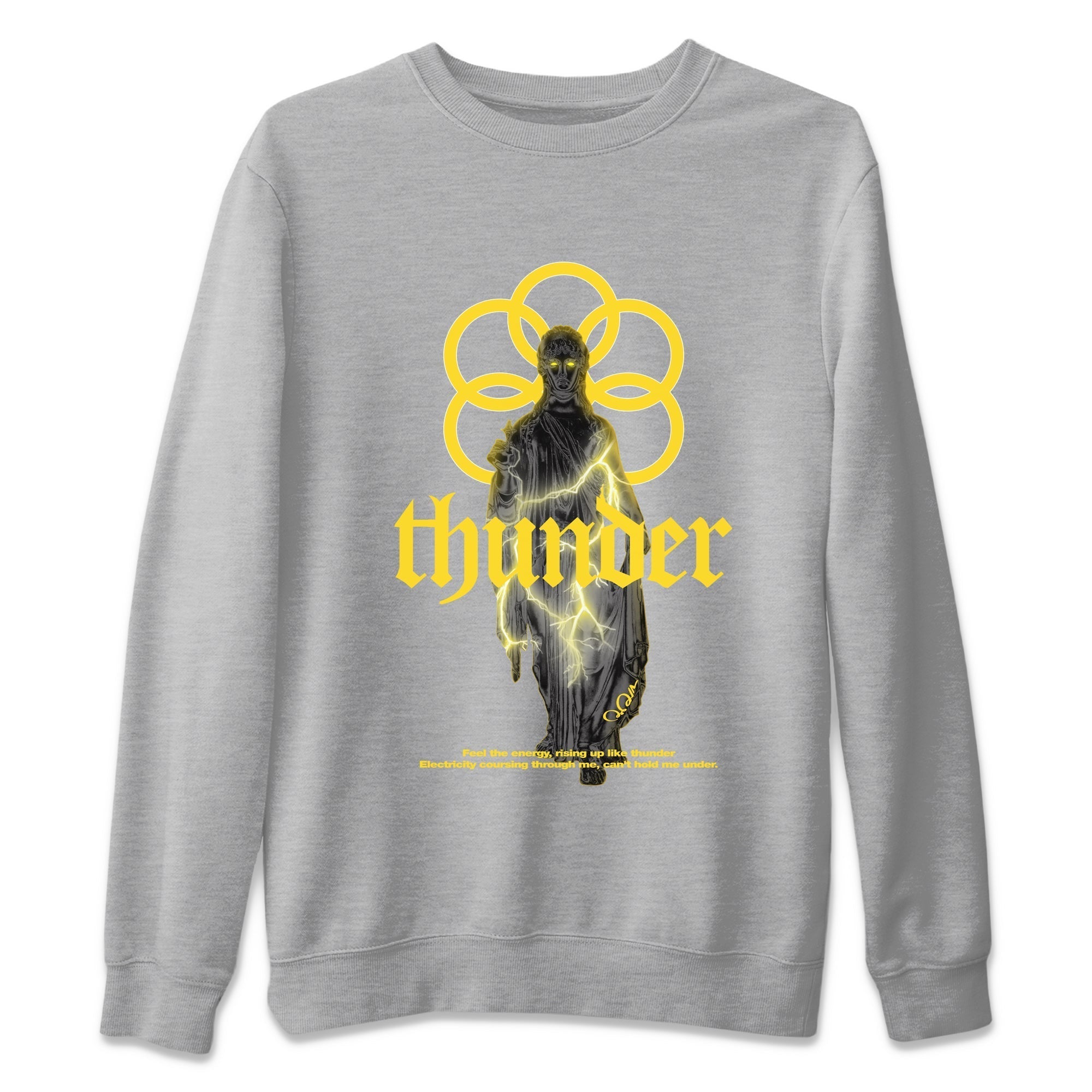 Air Jordan 4 Thunder Sneaker Match Tees Statue Woman Sneaker Tees Yellow AJ4 Thunder Drip Gear Zone Unisex Shirts Heather Grey 2