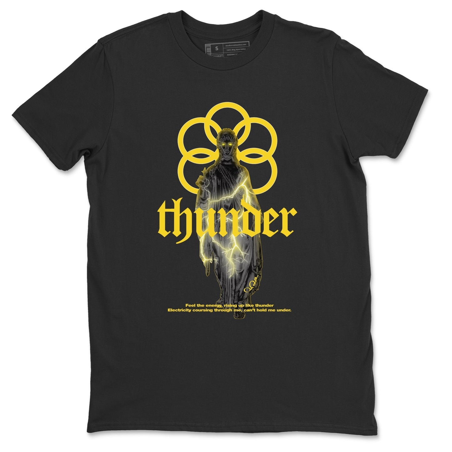 Air Jordan 4 Thunder Sneaker Match Tees Statue Woman Sneaker Tees Yellow AJ4 Thunder Drip Gear Zone Unisex Shirts Black 2