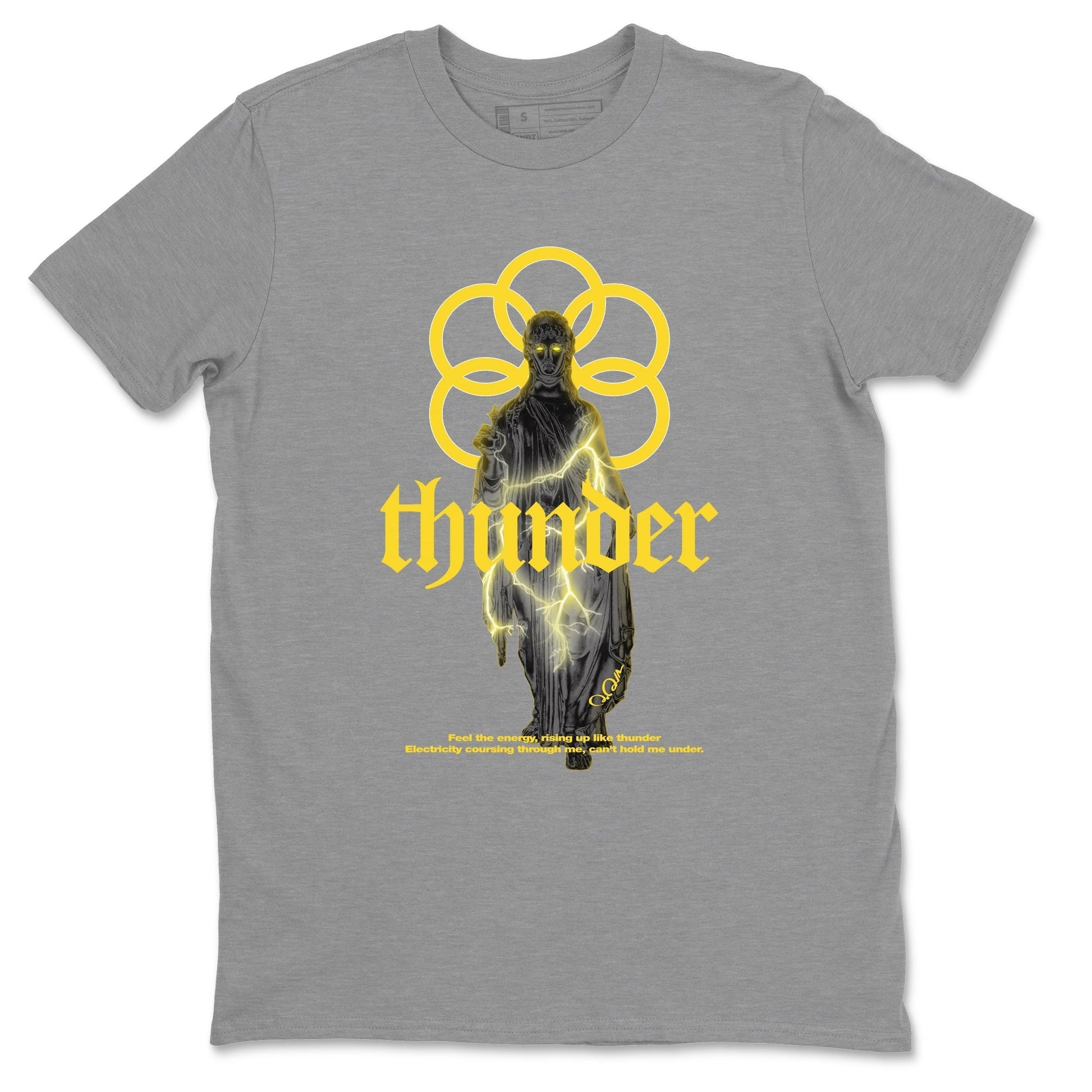 Air Jordan 4 Thunder Sneaker Match Tees Statue Woman Sneaker Tees Yellow AJ4 Thunder Drip Gear Zone Unisex Shirts Heather Grey 2