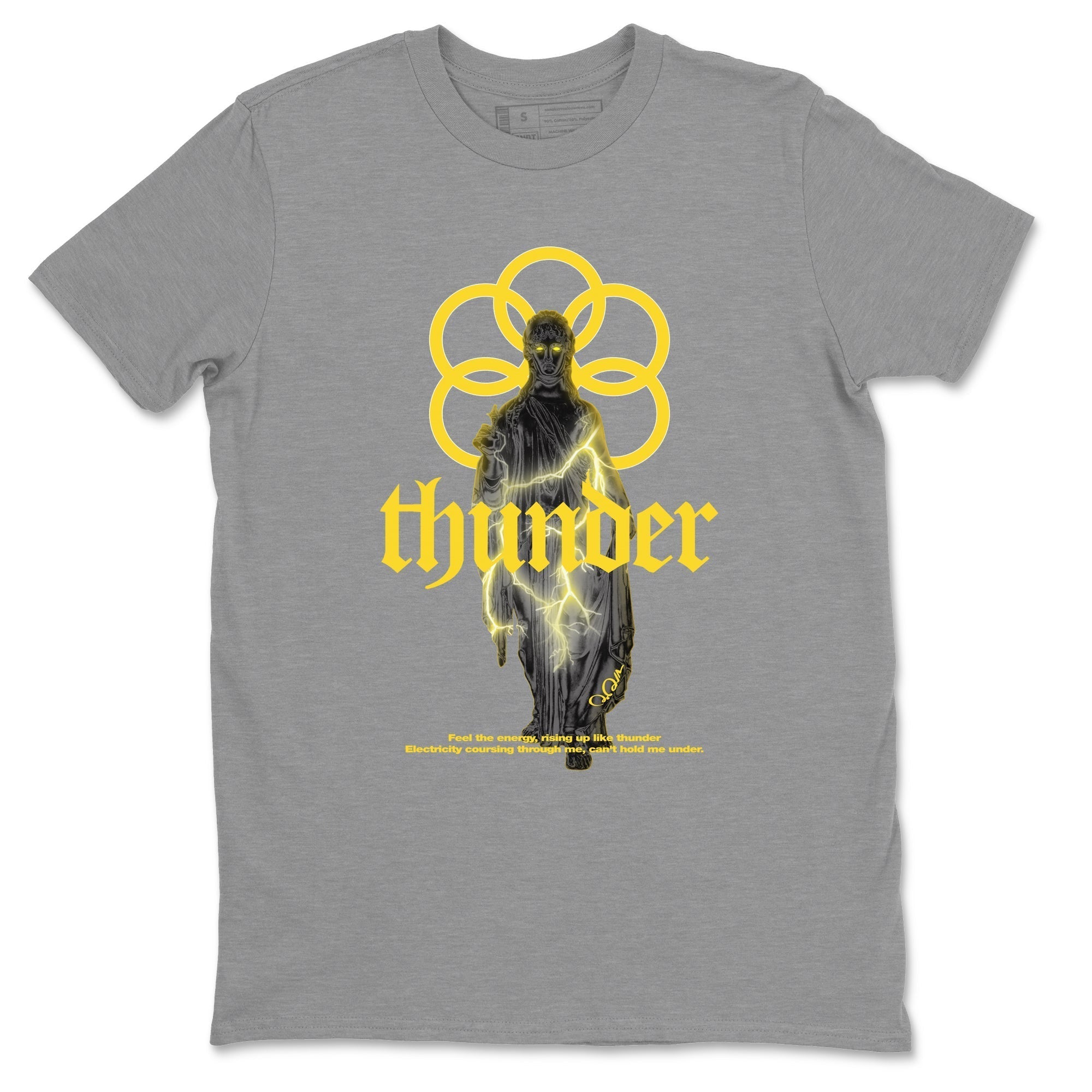 Air Jordan 4 Thunder Sneaker Match Tees Statue Woman Sneaker Tees Yellow AJ4 Thunder Drip Gear Zone Unisex Shirts Heather Grey 2