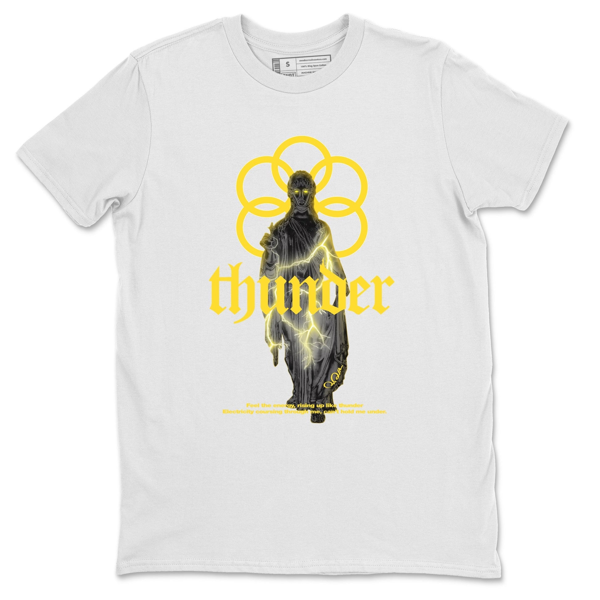 Air Jordan 4 Thunder Sneaker Match Tees Staute Woman Shirts Yellow AJ4 Thunder Drip Gear Zone Unisex Shirts White 2