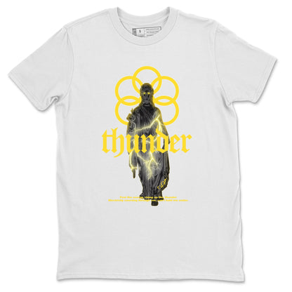 Air Jordan 4 Thunder Sneaker Match Tees Staute Woman Shirts Yellow AJ4 Thunder Drip Gear Zone Unisex Shirts White 2