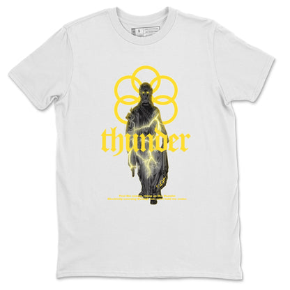 Air Jordan 4 Thunder Sneaker Match Tees Statue Woman Sneaker Tees Yellow AJ4 Thunder Drip Gear Zone Unisex Shirts White 2
