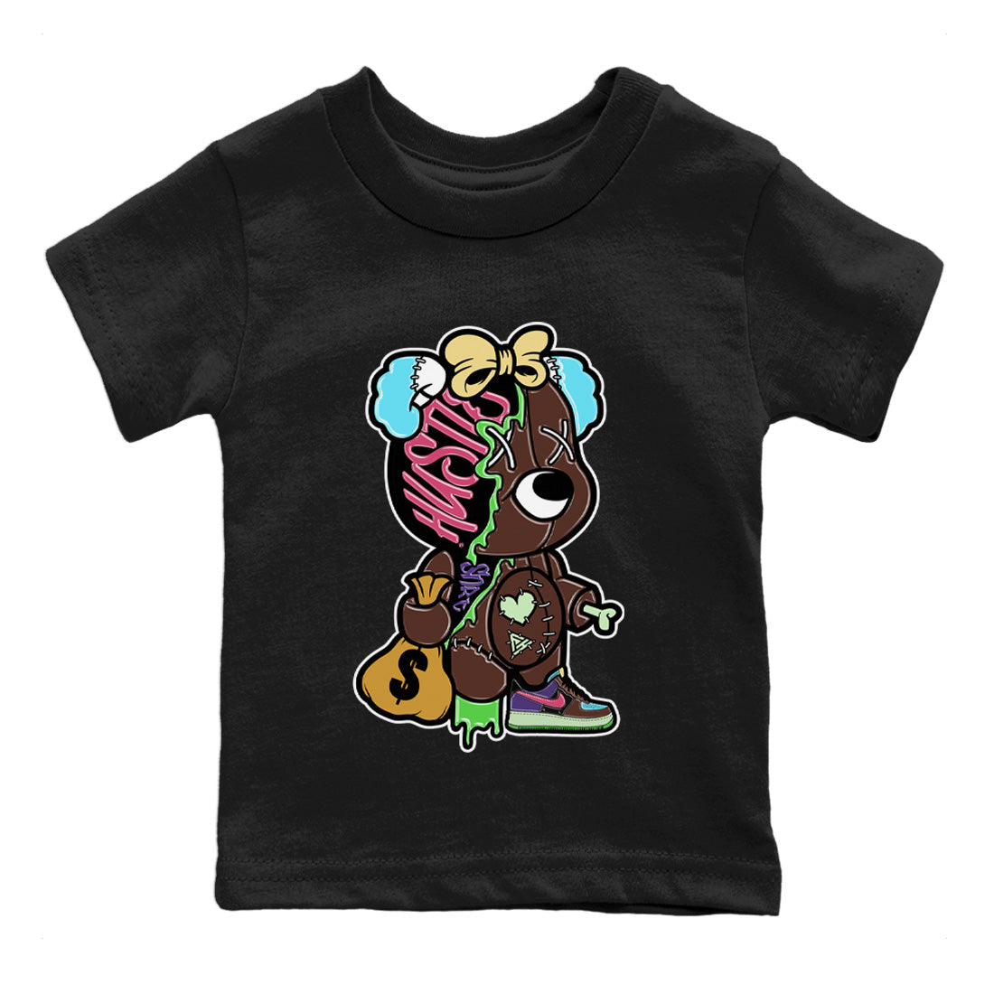 Air Force 1 Undefeated Fauna Brown Sneaker Match Tees Stitched Hustle Bear Sneaker Tees Air Force 1 Undefeated Fauna Brown Jordan to match sneaker T-Shirt Kids Shirts