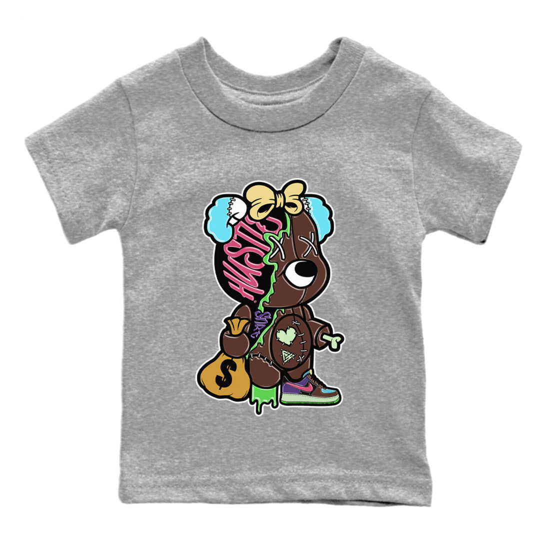 Air Force 1 Undefeated Fauna Brown Sneaker Match Tees Stitched Hustle Bear Sneaker Tees Air Force 1 Undefeated Fauna Brown Jordan to match sneaker T-Shirt Kids Shirts