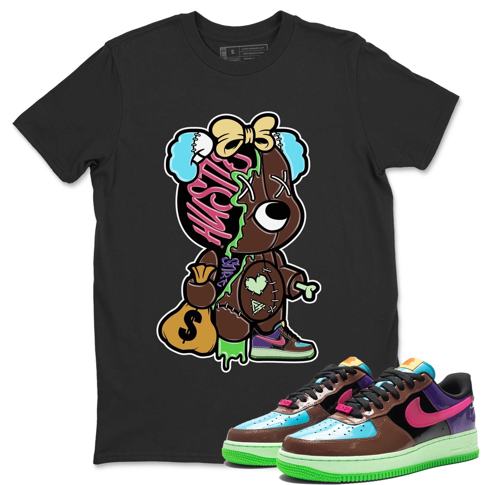 Air Force 1 Undefeated Fauna Brown Sneaker Match Tees Stitched Hustle Bear Sneaker Tees Air Force 1 Undefeated Fauna Brown Jordan to match sneaker T-Shirt Crew Neck Shirts