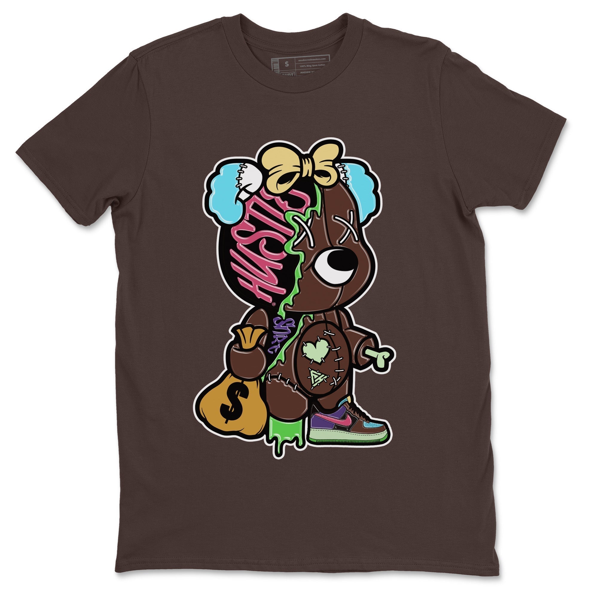 Air Force 1 Undefeated Fauna Brown Sneaker Match Tees Stitched Hustle Bear Sneaker Tees Air Force 1 Undefeated Fauna Brown Jordan to match sneaker T-Shirt Crew Neck Shirts