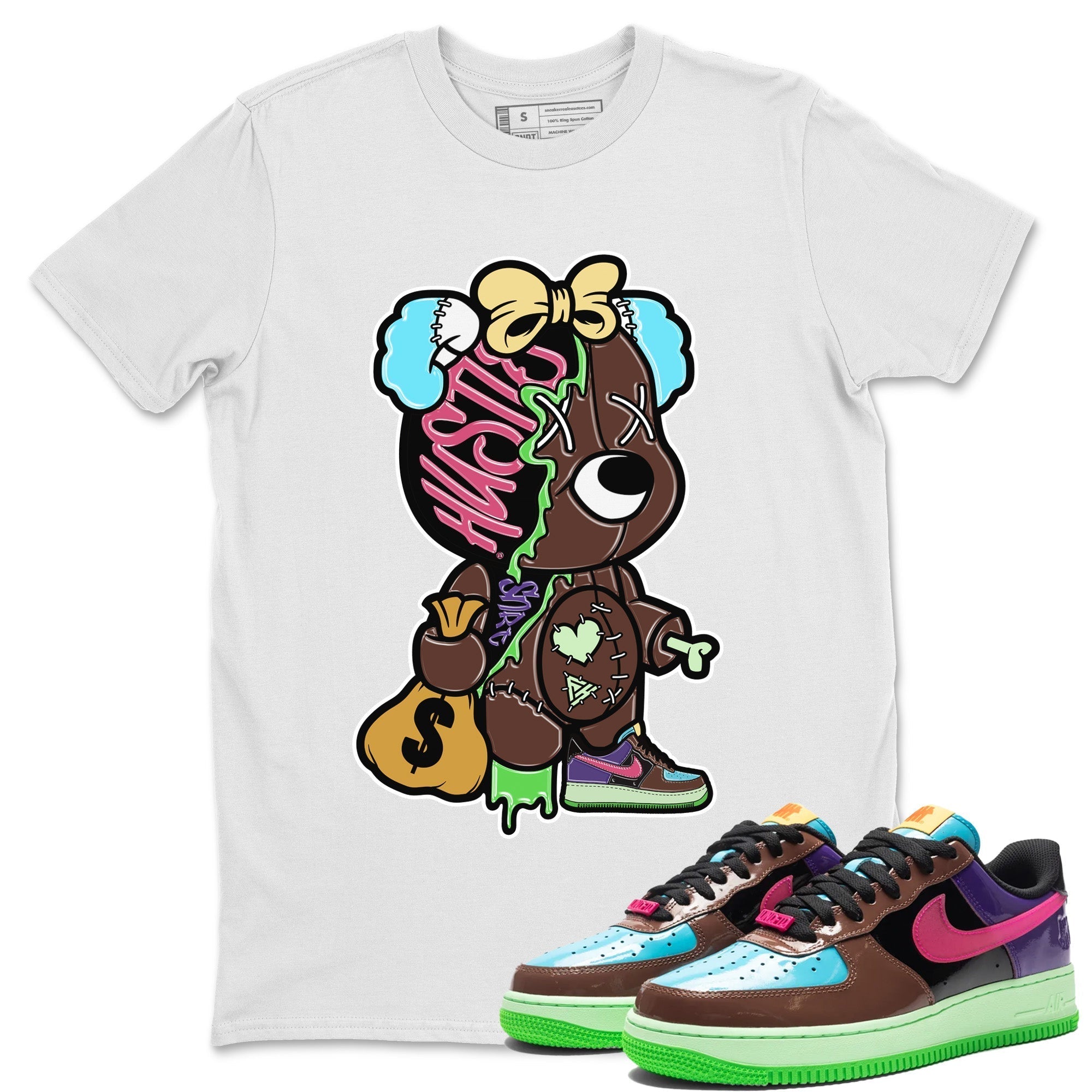 Air Force 1 Undefeated Fauna Brown Sneaker Match Tees Stitched Hustle Bear Sneaker Tees Air Force 1 Undefeated Fauna Brown Jordan to match sneaker T-Shirt Crew Neck Shirts