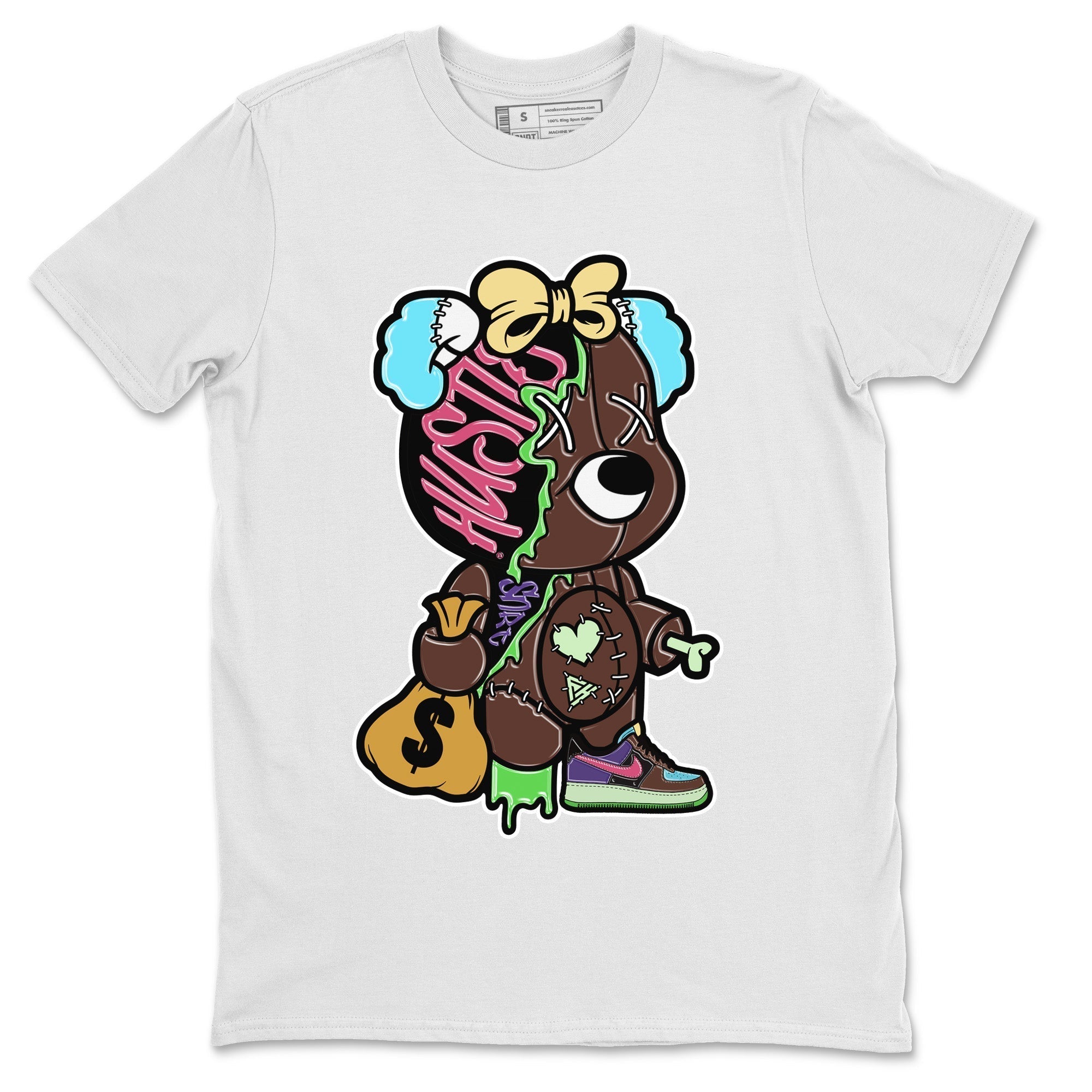 Air Force 1 Undefeated Fauna Brown Sneaker Match Tees Stitched Hustle Bear Sneaker Tees Air Force 1 Undefeated Fauna Brown Jordan to match sneaker T-Shirt Crew Neck Shirts