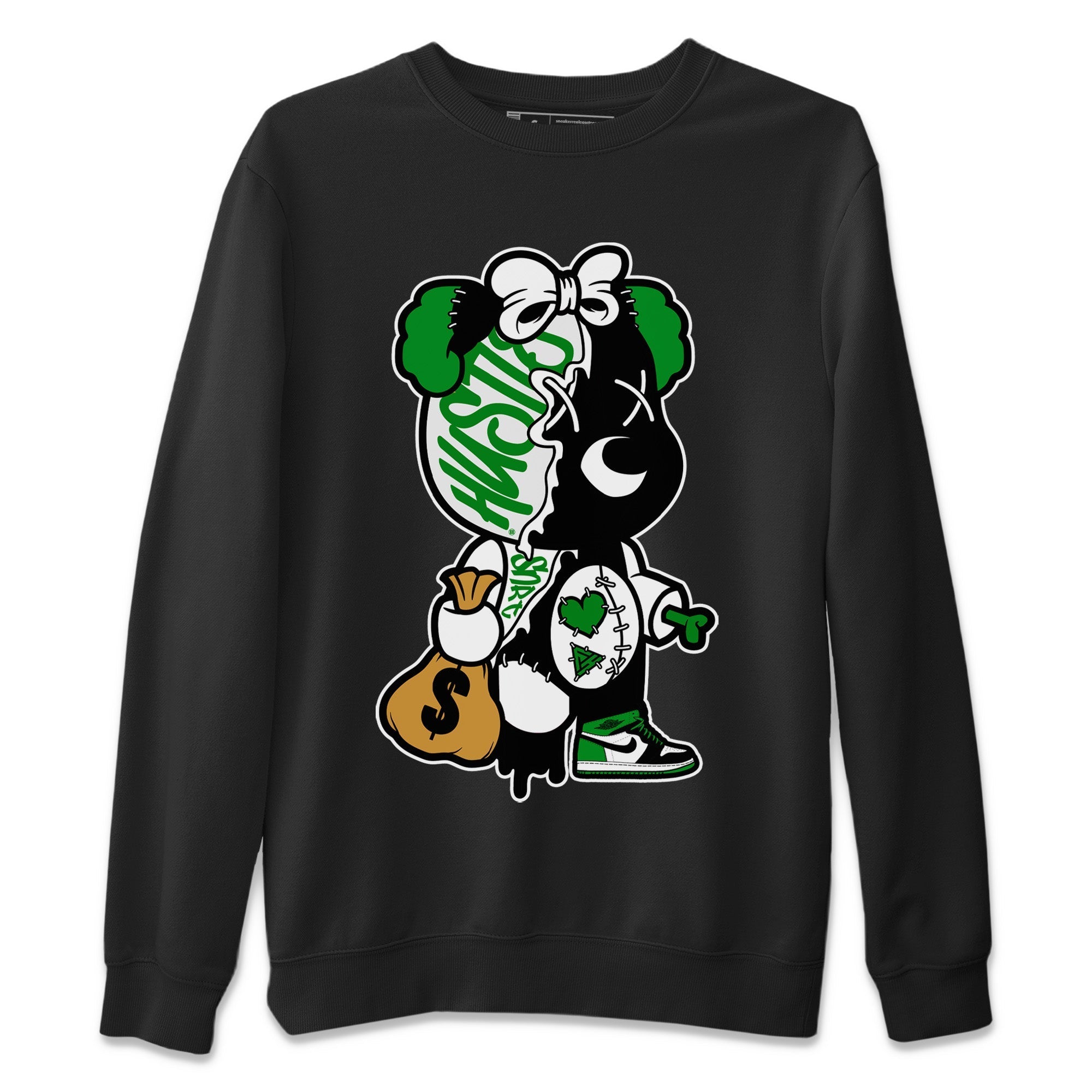 Air Jordan 1 Celtics Sneaker Match Tees Stitched Hustle Bear Streetwear Sneaker Shirt Air Jordan 1 High OG Celtics Sneaker Release Tees Unisex Shirts Black 2