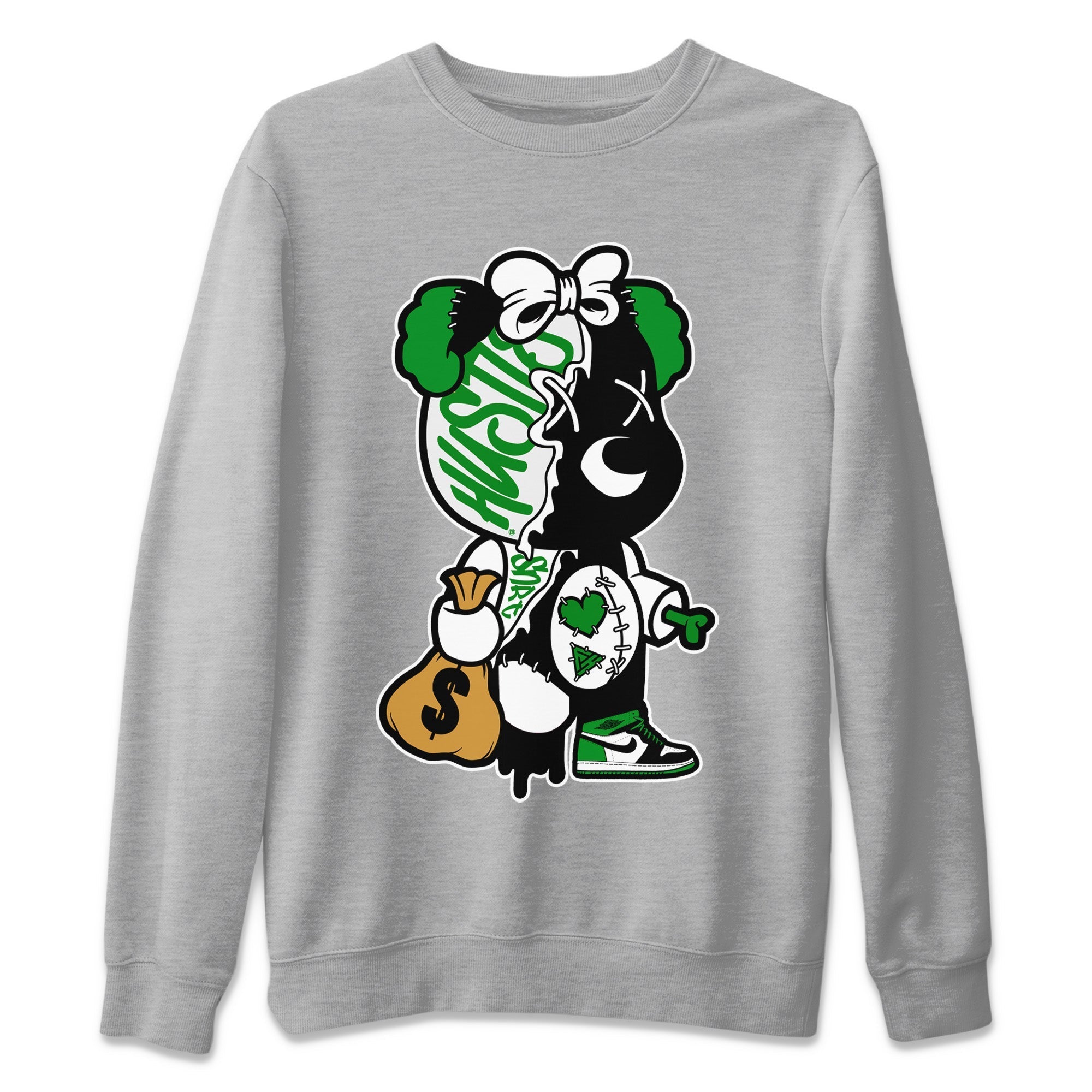 Air Jordan 1 Celtics Sneaker Match Tees Stitched Hustle Bear Streetwear Sneaker Shirt Air Jordan 1 High OG Celtics Sneaker Release Tees Unisex Shirts Heather Grey 2