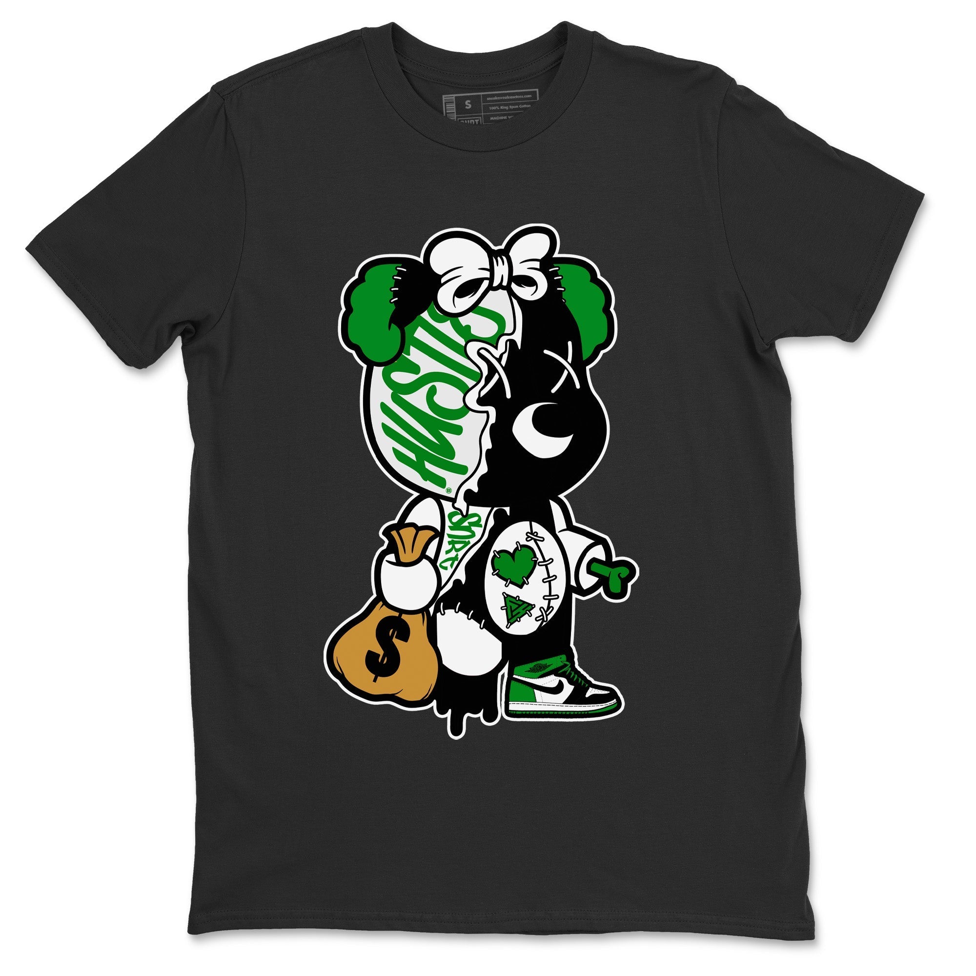 Air Jordan 1 Celtics Sneaker Match Tees Stitched Hustle Bear Streetwear Sneaker Shirt Air Jordan 1 High OG Celtics Sneaker Release Tees Unisex Shirts Black 2