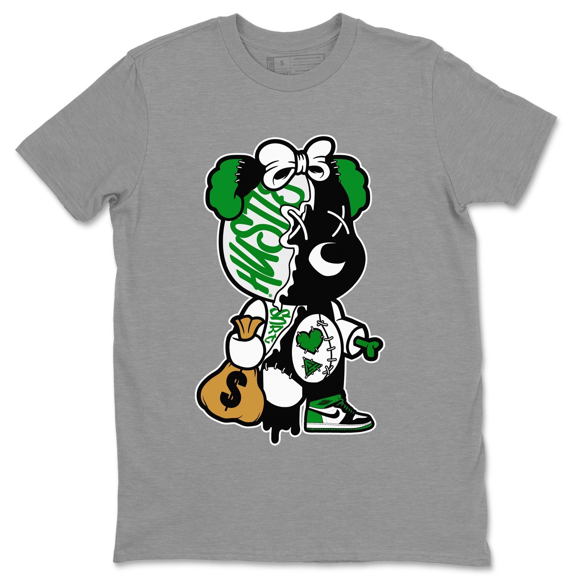 Air Jordan 1 Celtics Sneaker Match Tees Stitched Hustle Bear Streetwear Sneaker Shirt Air Jordan 1 High OG Celtics Sneaker Release Tees Unisex Shirts Heather Grey 2
