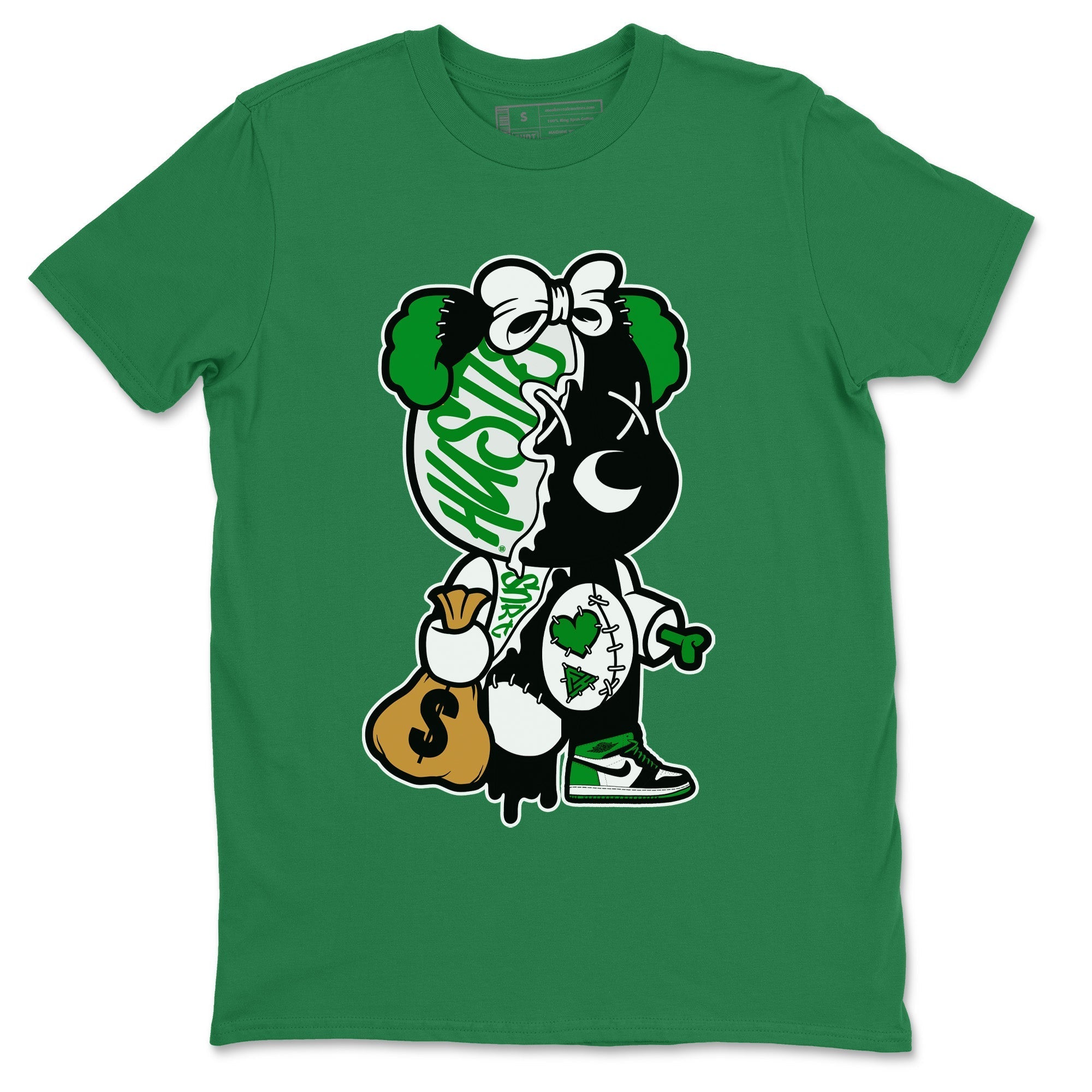 Air Jordan 1 Celtics Sneaker Match Tees Stitched Hustle Bear Streetwear Sneaker Shirt Air Jordan 1 High OG Celtics Sneaker Release Tees Unisex Shirts Kelly Green 2