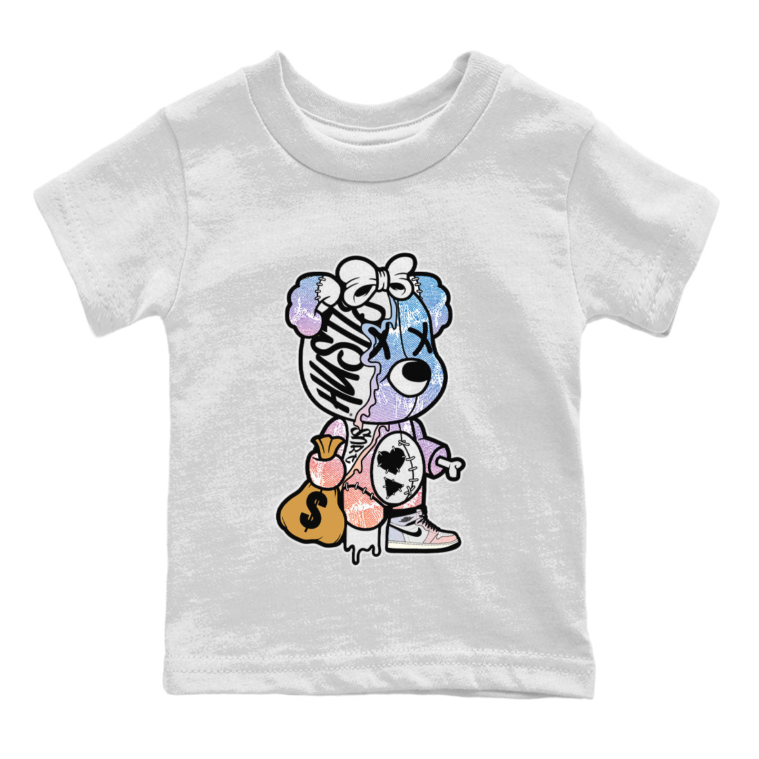 Air Jordan 1 Skyline Shirt To Match Jordans Stitched Hustle Bear Sneaker Tees Air Jordan 1 High OG Skyline Drip Gear Zone Sneaker Matching Clothing Kids Shirts White 2