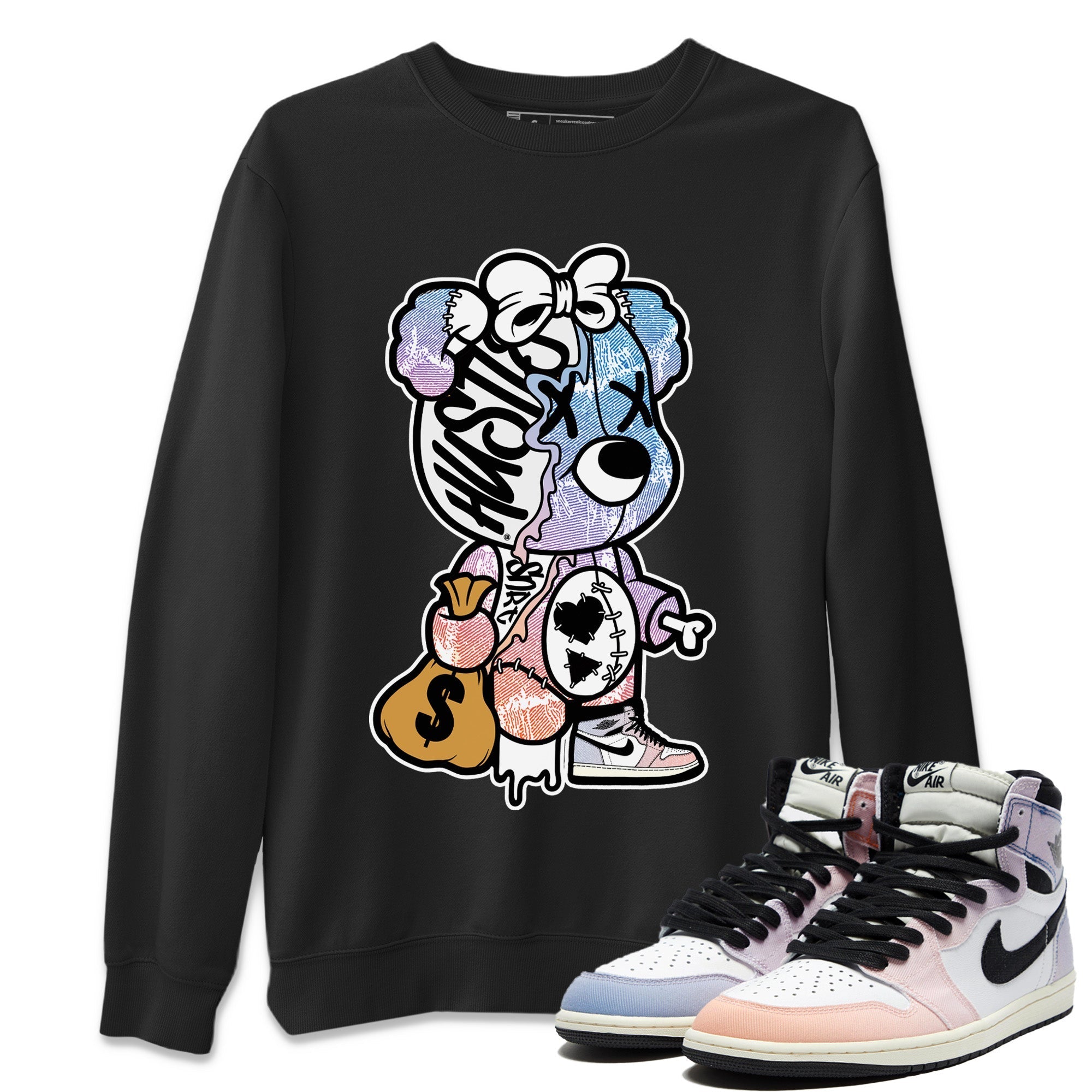 Air Jordan 1 Skyline Stitched Hustle Bear Crew Neck Sneaker Tees Air Jordan 1 High OG Skyline Sneaker T-Shirts Size Chart