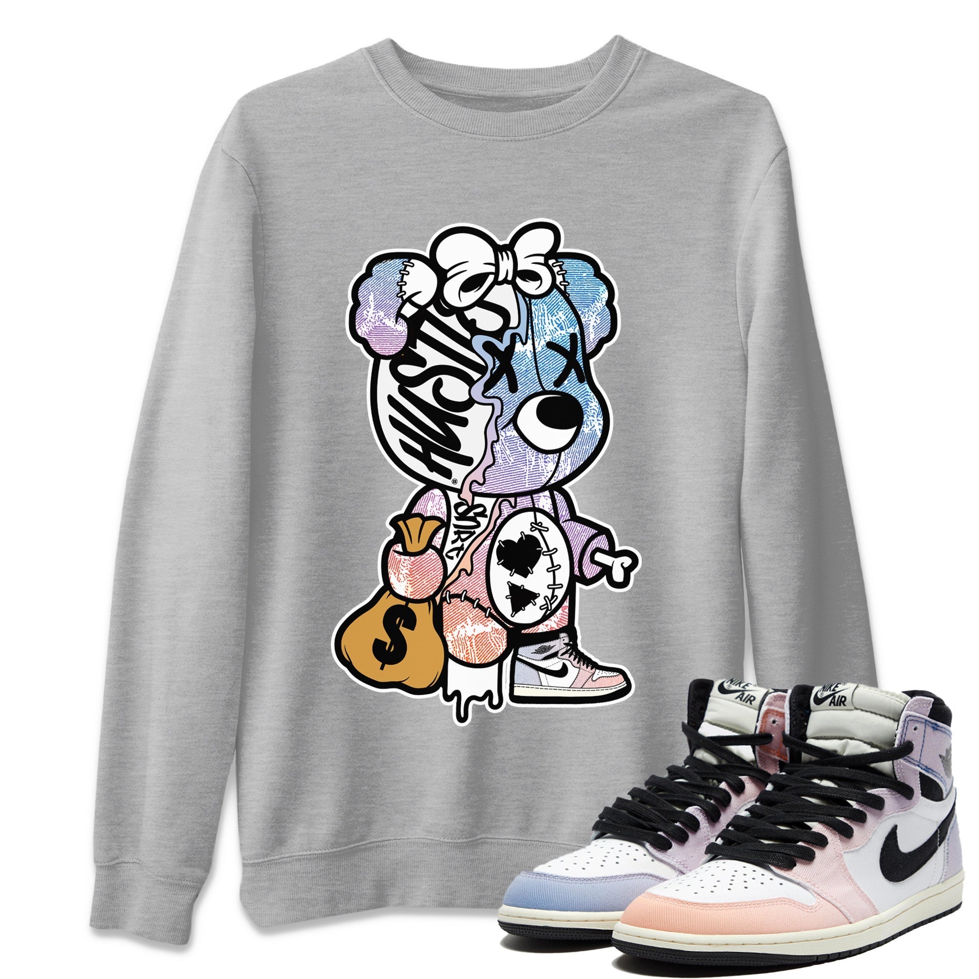 Air Jordan 1 Skyline Stitched Hustle Bear Crew Neck Sneaker Tees Air Jordan 1 High OG Skyline Sneaker T-Shirts Washing and Care Tip