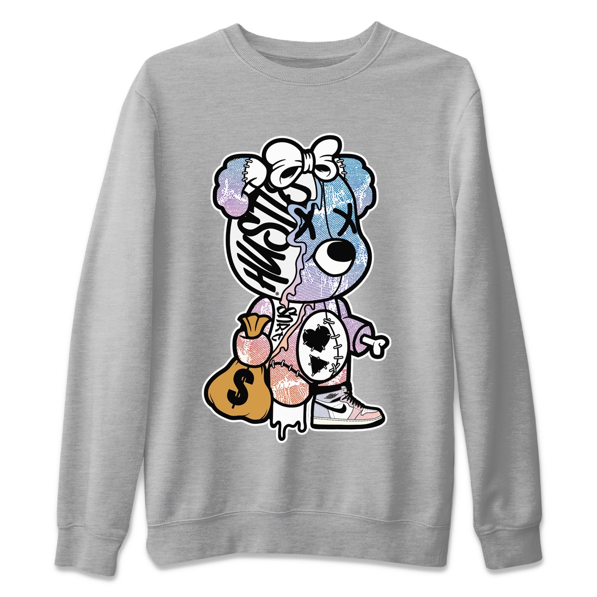 Air Jordan 1 Skyline Shirt To Match Jordans Stitched Hustle Bear Sneaker Tees Air Jordan 1 High OG Skyline Drip Gear Zone Sneaker Matching Clothing Unisex Shirts Heather Grey 2