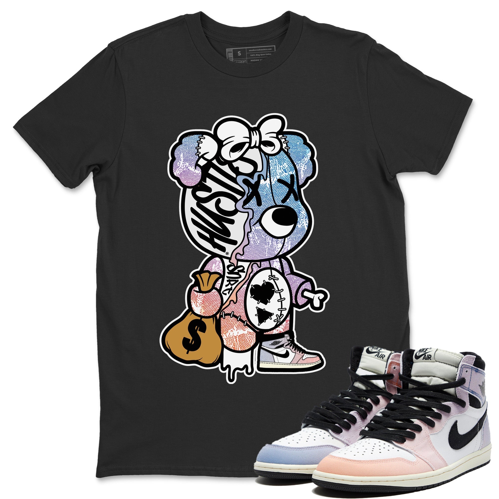 Air Jordan 1 Skyline Shirt To Match Jordans Stitched Hustle Bear Sneaker Tees Air Jordan 1 High OG Skyline Drip Gear Zone Sneaker Matching Clothing Unisex Shirts Black 1