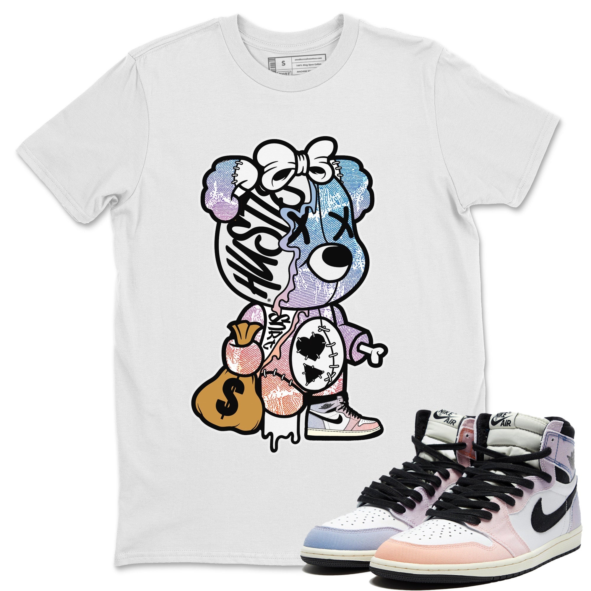 Air Jordan 1 Skyline Shirt To Match Jordans Stitched Hustle Bear Sneaker Tees Air Jordan 1 High OG Skyline Drip Gear Zone Sneaker Matching Clothing Unisex Shirts White 1
