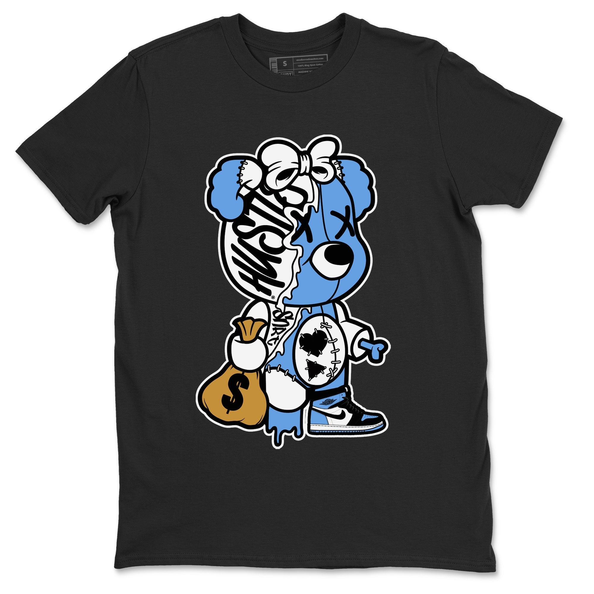 Air Jordan 1 Retro High OG UNC Toe shirt to match jordans Stitched Hustle Bear Streetwear Sneaker Shirt UNC Toe 1s Drip Gear Zone Sneaker Matching Clothing Unisex Black 2 T-Shirt