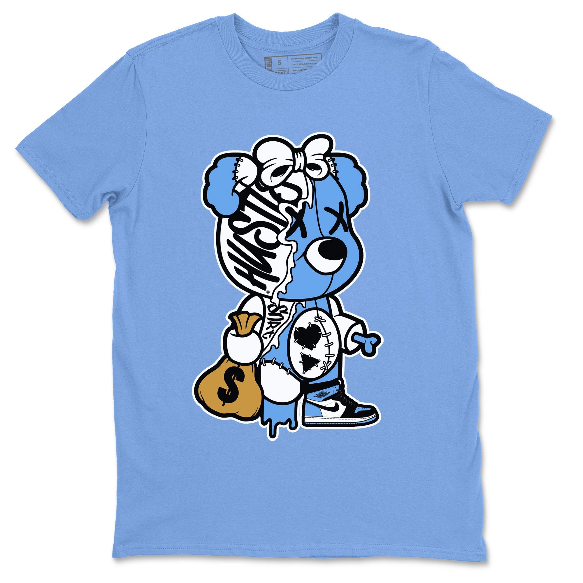 Air Jordan 1 Retro High OG UNC Toe shirt to match jordans Stitched Hustle Bear Streetwear Sneaker Shirt UNC Toe 1s Drip Gear Zone Sneaker Matching Clothing Unisex Carolina Blue 2 T-Shirt