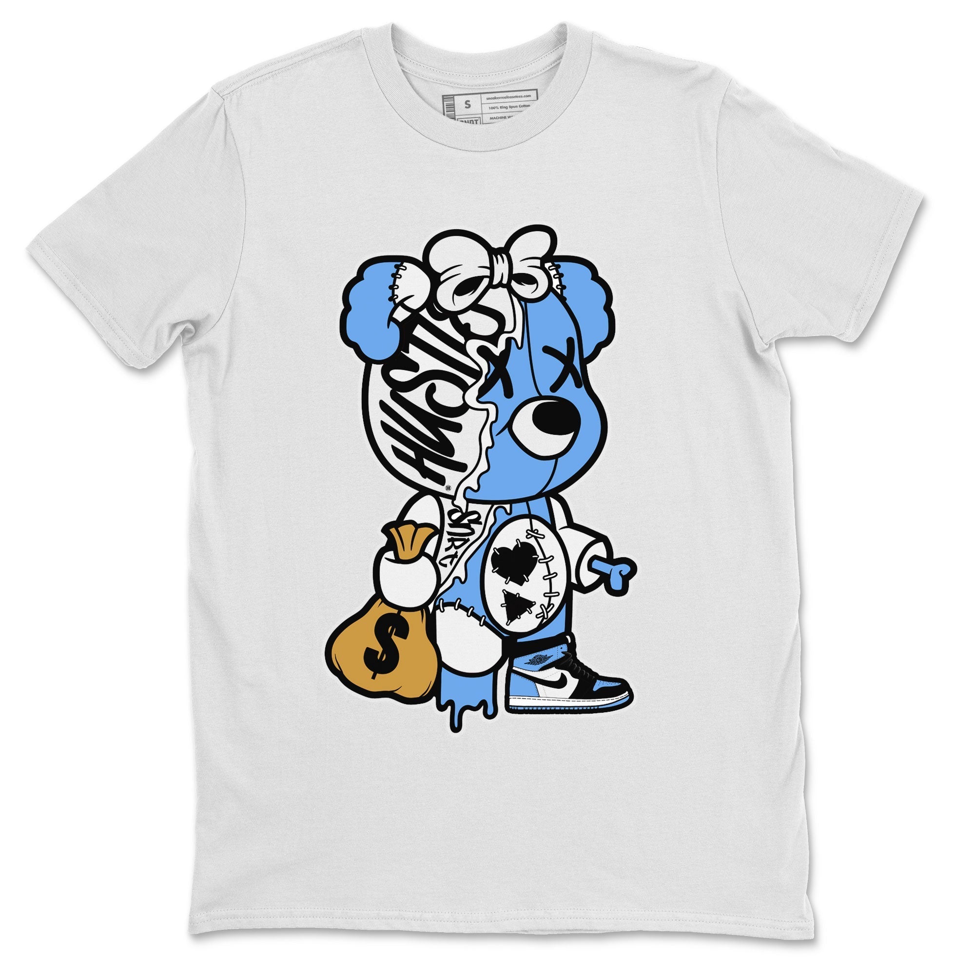 Air Jordan 1 Retro High OG UNC Toe shirt to match jordans Stitched Hustle Bear Streetwear Sneaker Shirt UNC Toe 1s Drip Gear Zone Sneaker Matching Clothing Unisex White 2 T-Shirt