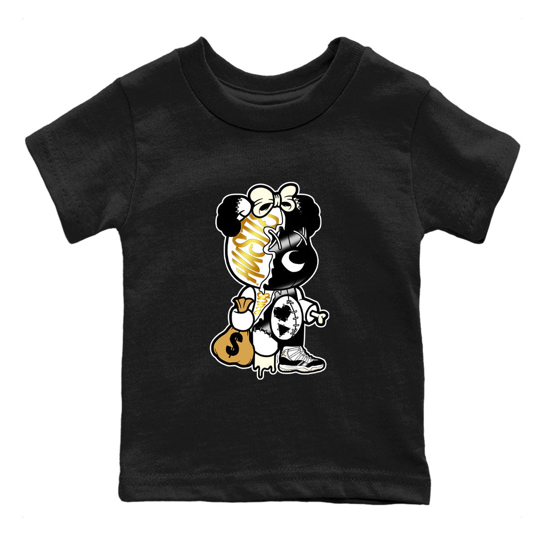 11s Gratitude shirt to match jordans Stitched Hustle Bear sneaker tees Air Jordan 11 Retro Gratitude Drip Gear Zone Youth Kid's Baby Shirt Black 2 T-Shirt