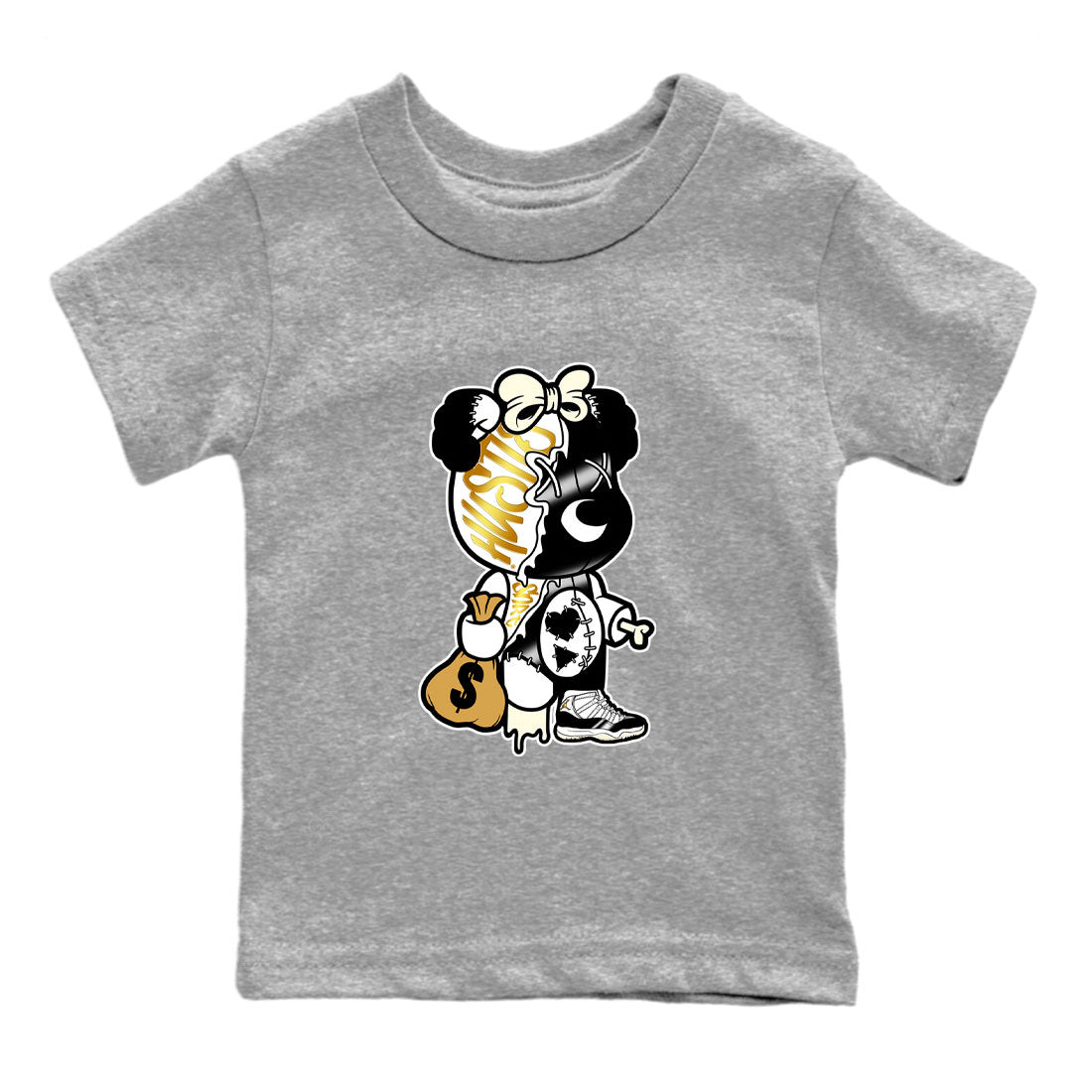 11s Gratitude shirt to match jordans Stitched Hustle Bear sneaker tees Air Jordan 11 Retro Gratitude Drip Gear Zone Youth Kid's Baby Shirt Heather Grey 2 T-Shirt