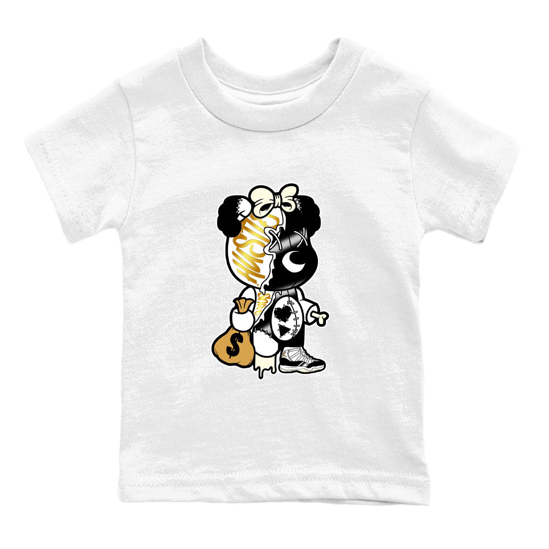 11s Gratitude shirt to match jordans Stitched Hustle Bear sneaker tees Air Jordan 11 Retro Gratitude Drip Gear Zone Youth Kid's Baby Shirt White 2 T-Shirt