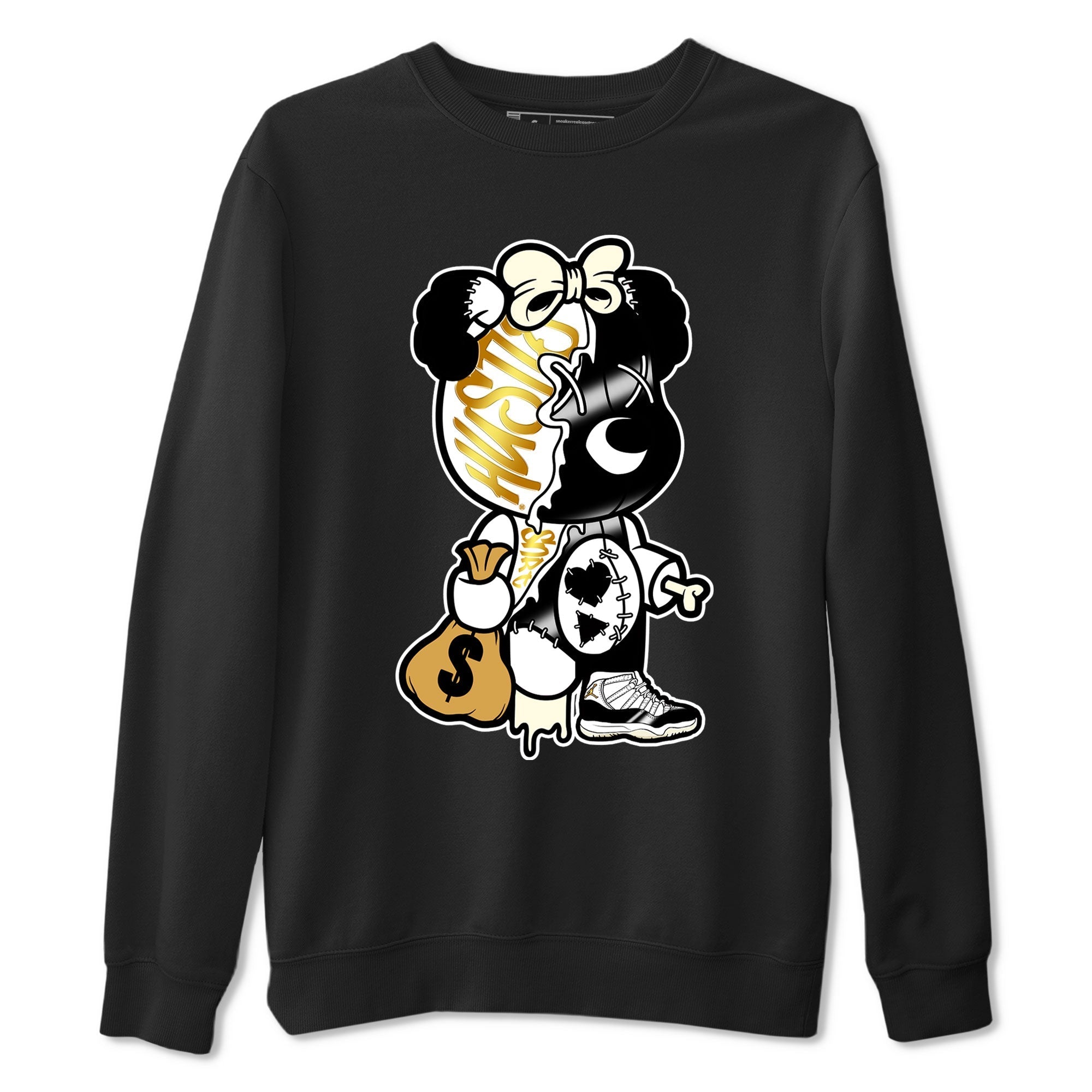 11s Gratitude shirt to match jordans Stitched Hustle Bear sneaker tees Air Jordan 11 Retro Gratitude Drip Gear Zone Cotton Sneaker Tee Black 2 T-Shirt