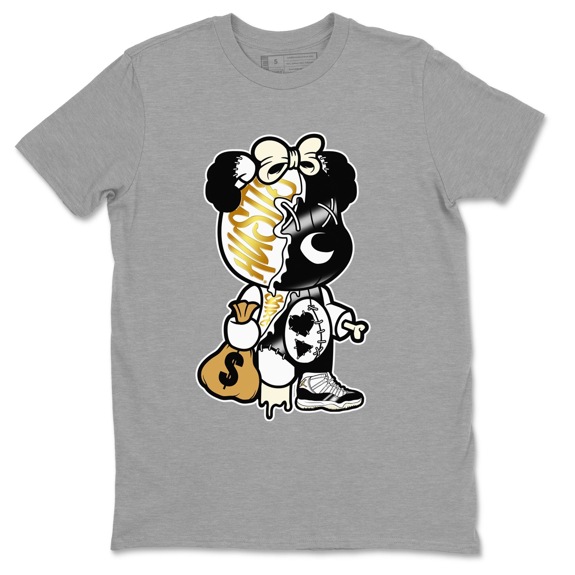 11s Gratitude shirt to match jordans Stitched Hustle Bear sneaker tees Air Jordan 11 Retro Gratitude Drip Gear Zone Cotton Sneaker Tee Heather Grey 2 T-Shirt