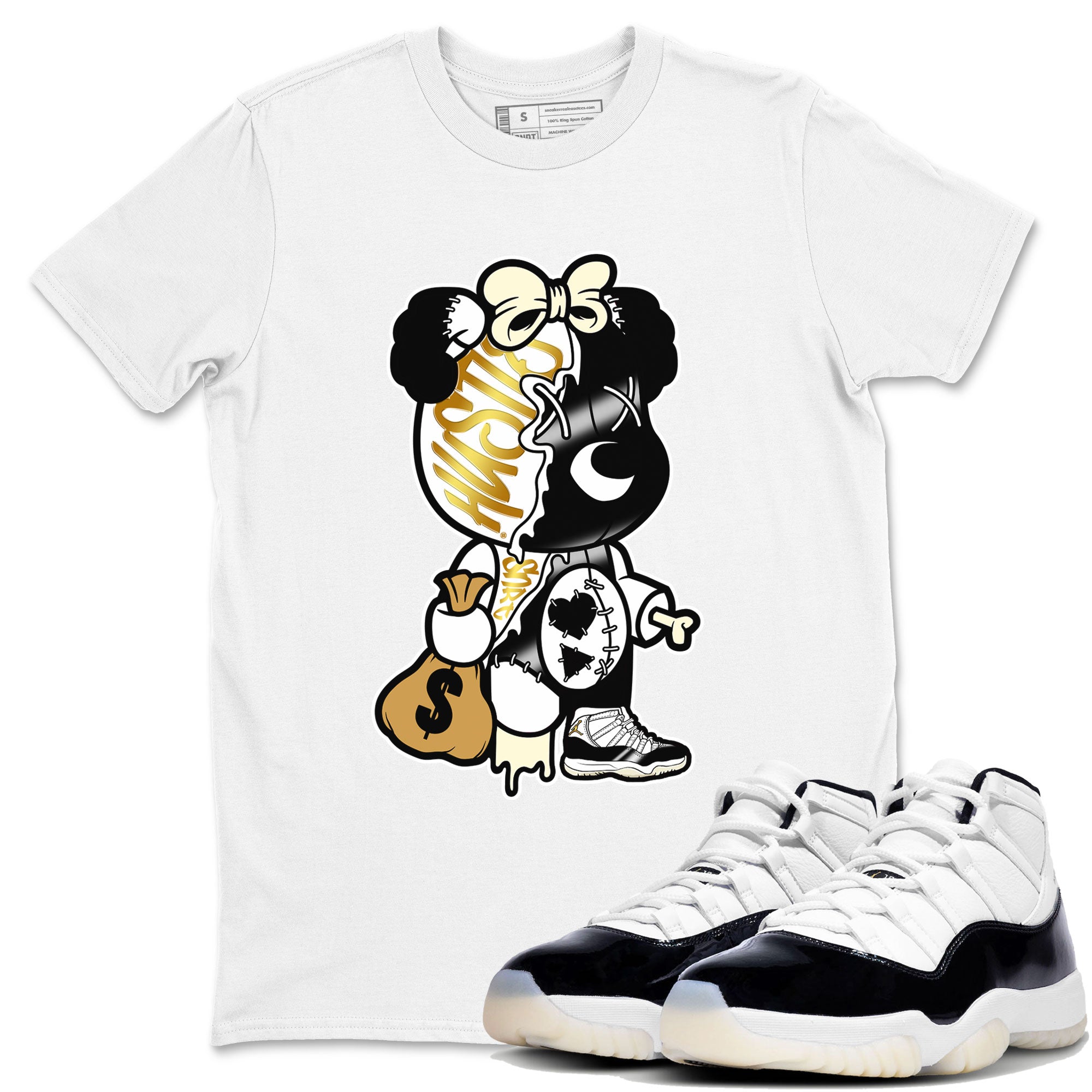 11s Gratitude shirt to match jordans Stitched Hustle Bear sneaker tees Air Jordan 11 Retro Gratitude Drip Gear Zone Cotton Sneaker Tee White 1 T-Shirt