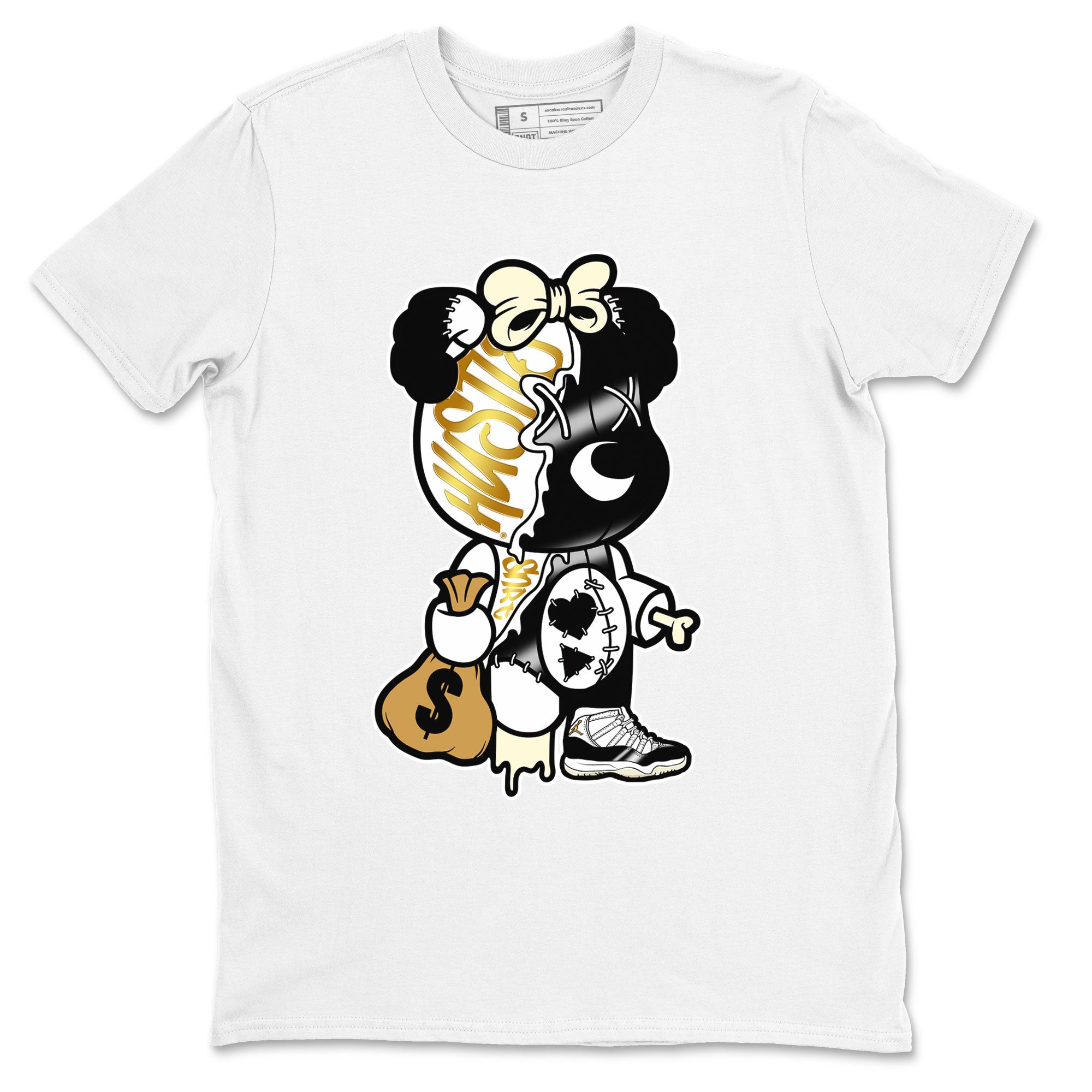 11s Gratitude shirt to match jordans Stitched Hustle Bear sneaker tees Air Jordan 11 Retro Gratitude Drip Gear Zone Cotton Sneaker Tee White 2 T-Shirt