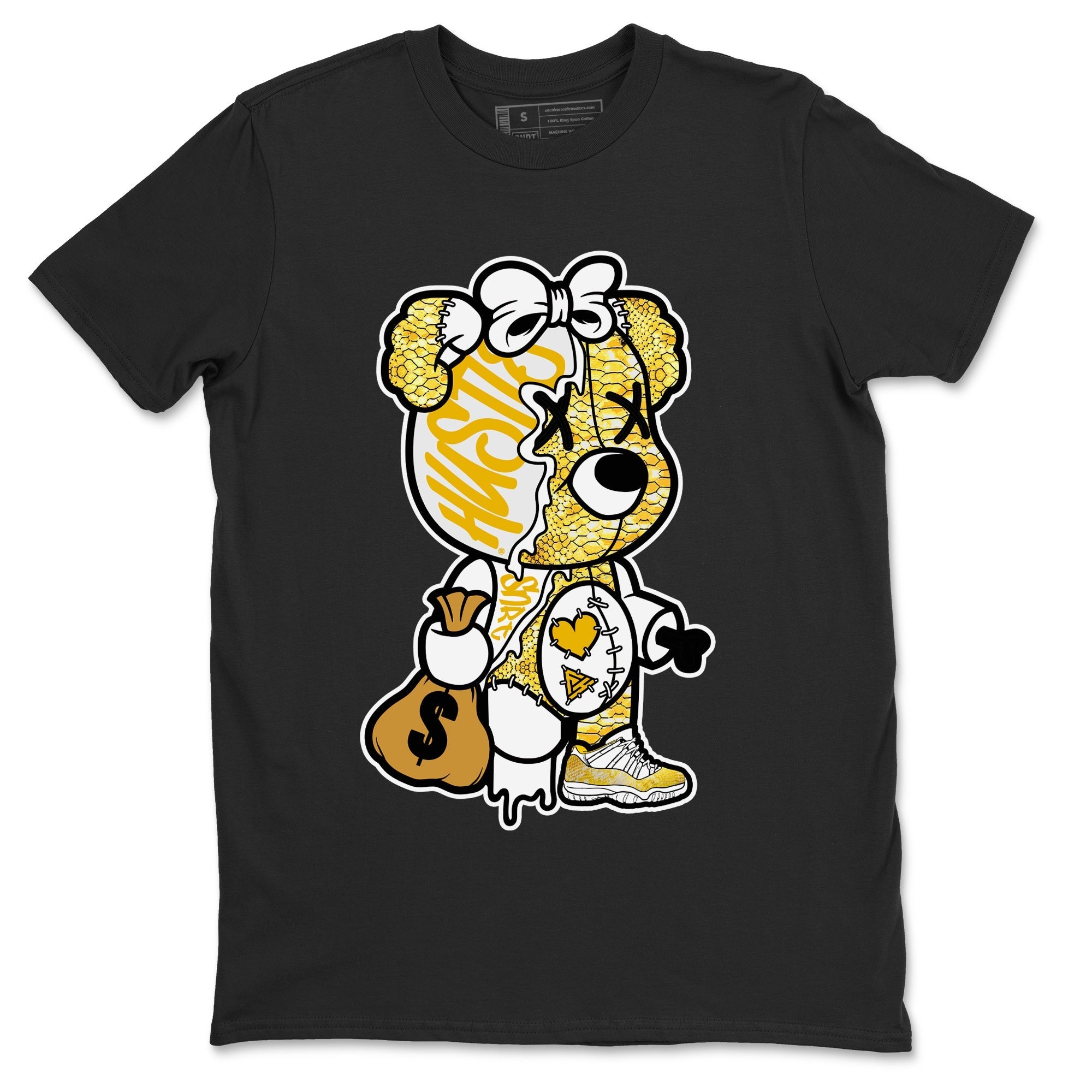 Air Jordan 11 Yellow Python Sneaker Match Tees Stitched Hustle Bear Streetwear Sneaker Shirt Air Jordan 11 Yellow Snakeskin Sneaker Release Tees Unisex Shirts Black 2