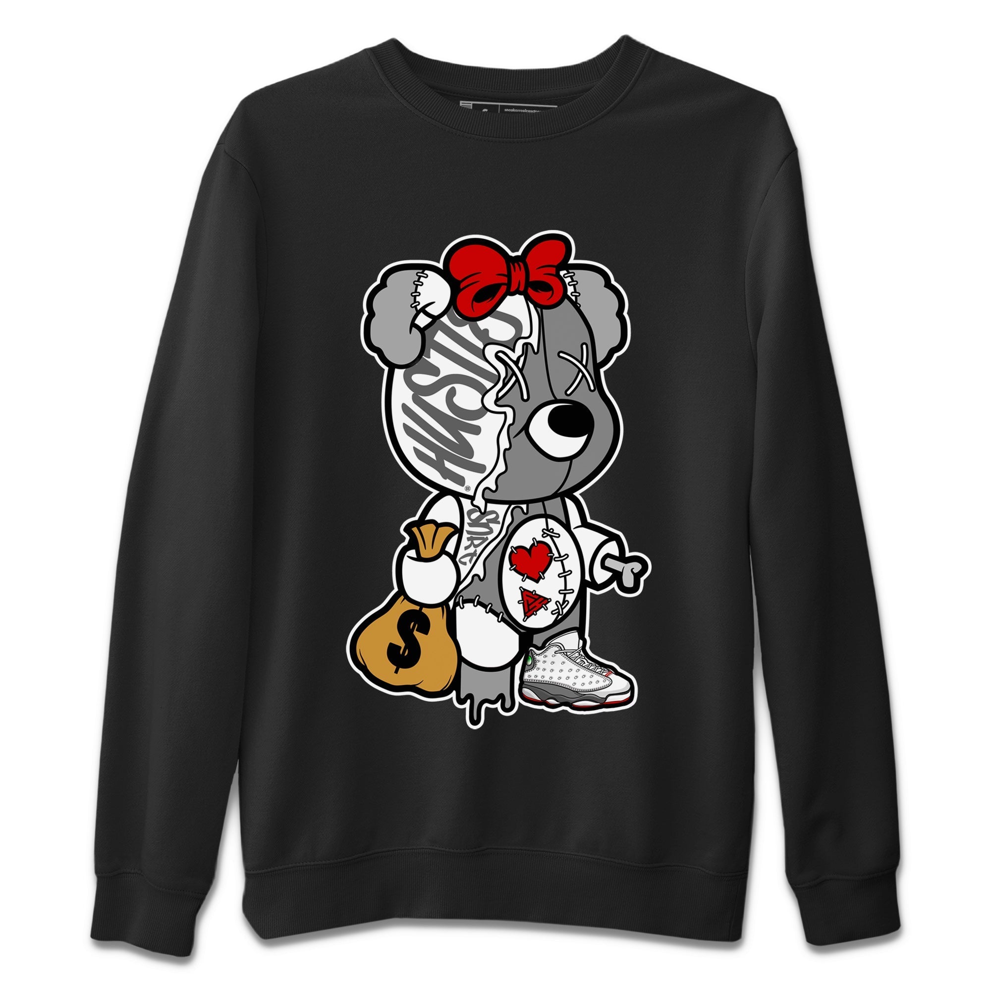 Air Jordan 13 Wolf Grey Sneaker Match Tees Stitched Hustle Bear Streetwear Sneaker Shirt Air Jordan 13 Retro Wolf Grey T-Shirt Unisex Shirts Black 2