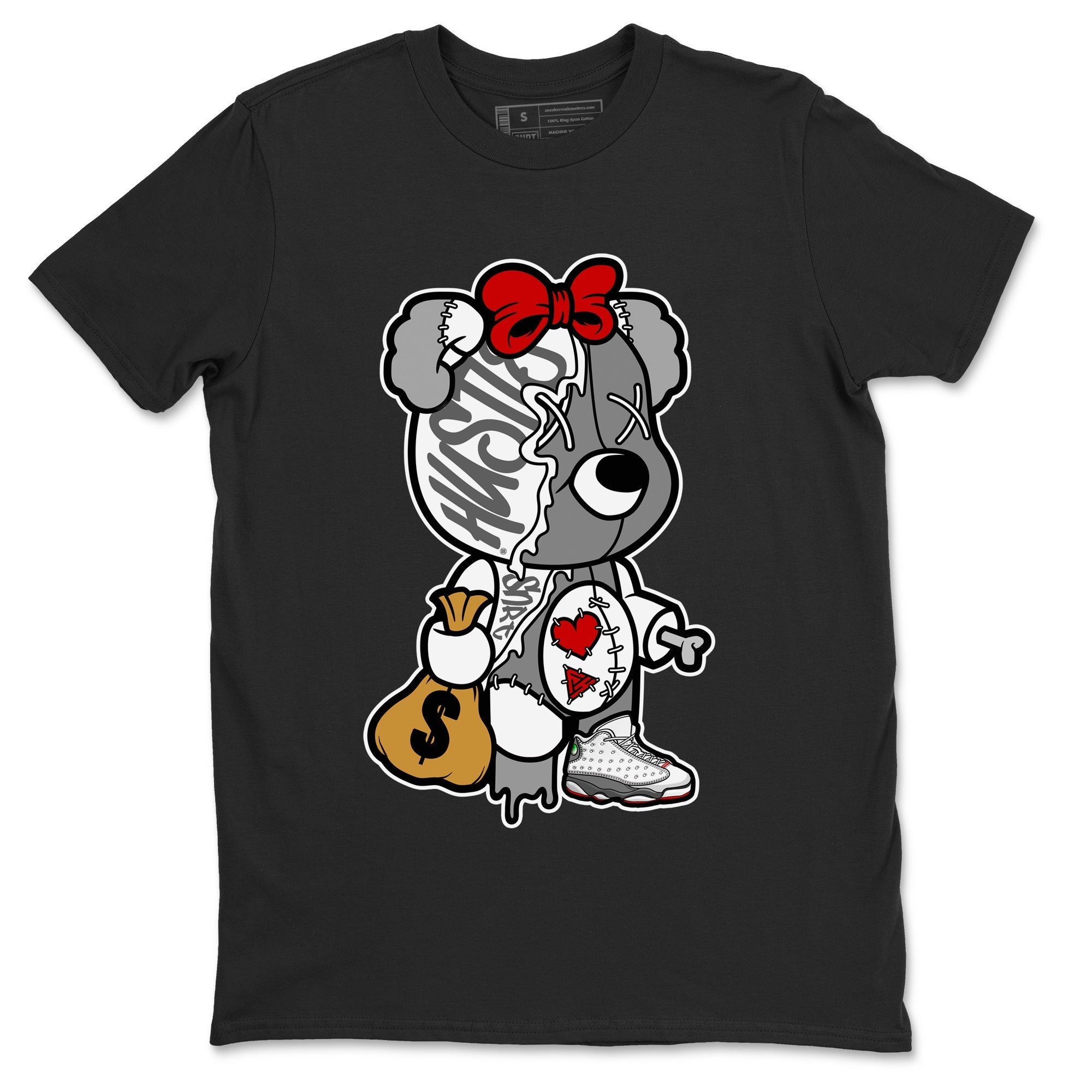 Air Jordan 13 Wolf Grey Sneaker Match Tees Stitched Hustle Bear Streetwear Sneaker Shirt Air Jordan 13 Retro Wolf Grey T-Shirt Unisex Shirts Black 2